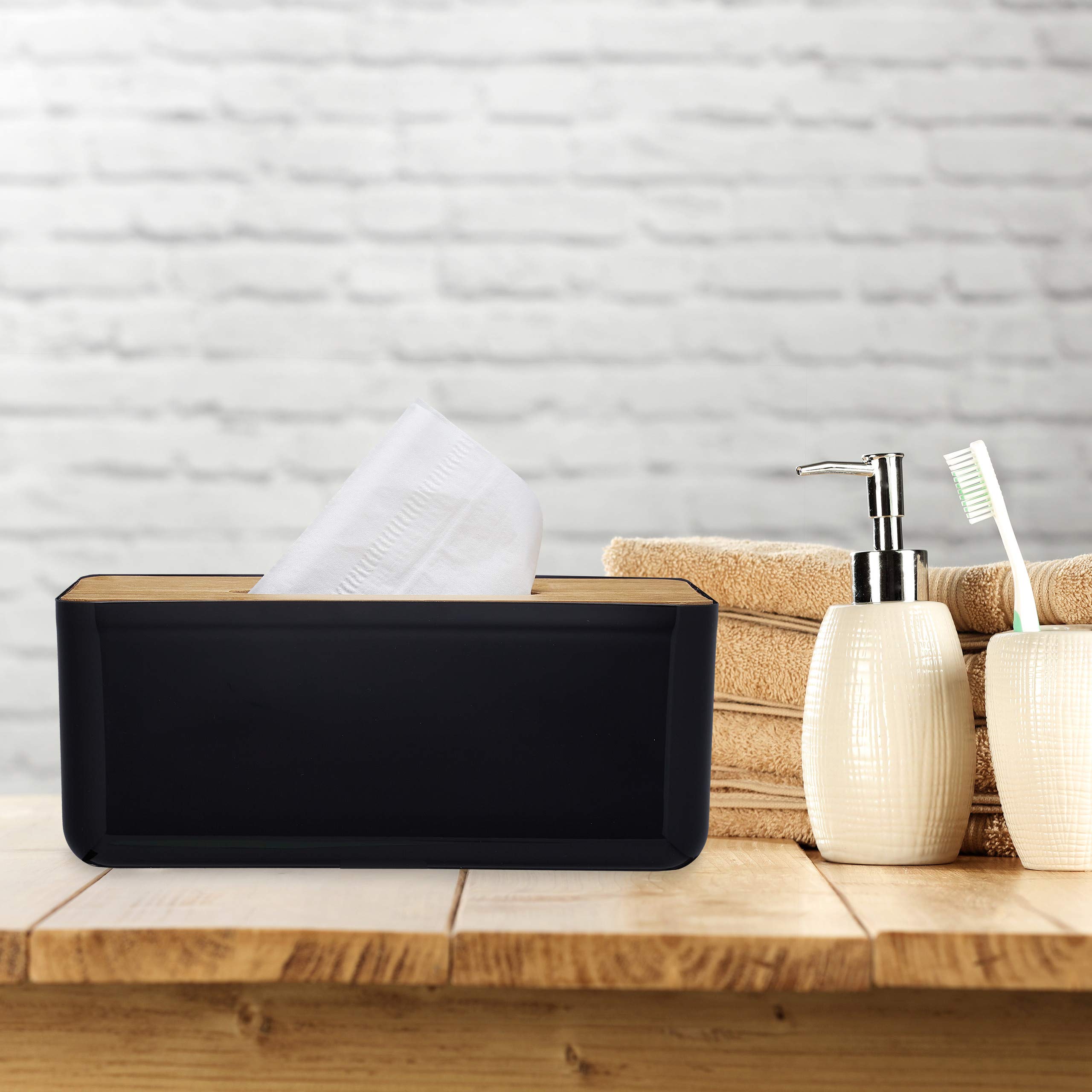 relaxdays-taschentuchbox-nachf-llbar-bambus-deckel-10x23x13-cm-schwarz image 2