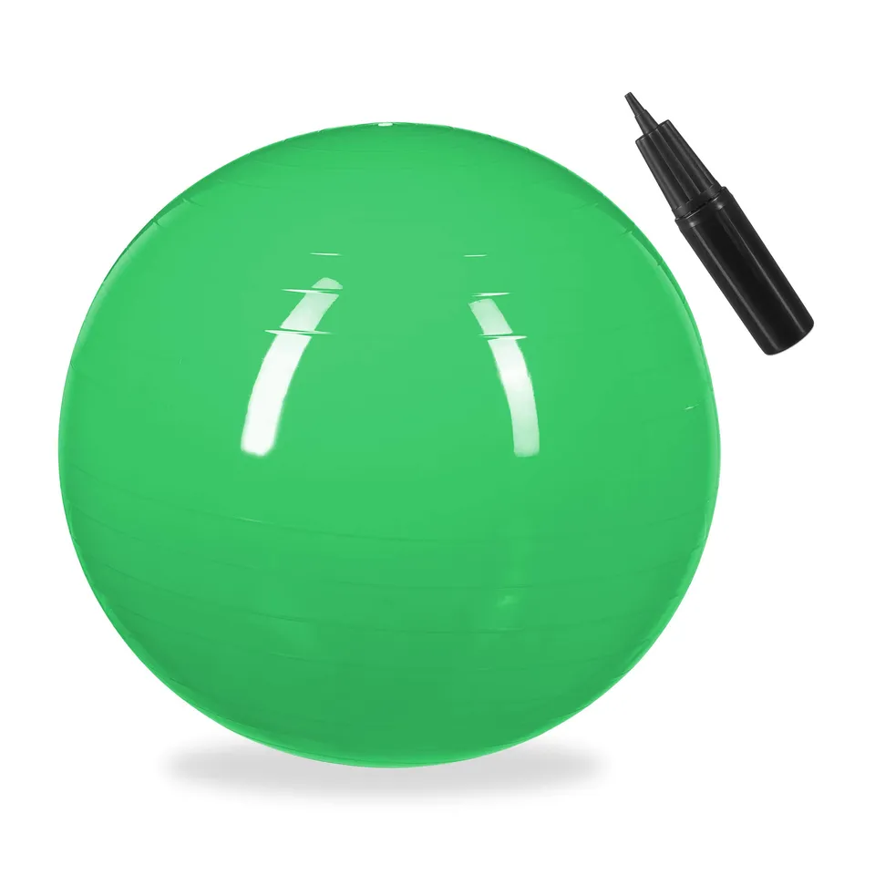 relaxdays-gymnastikball-65-cm-gr-n-mit-pumpe-sitzball-b-ro image 1