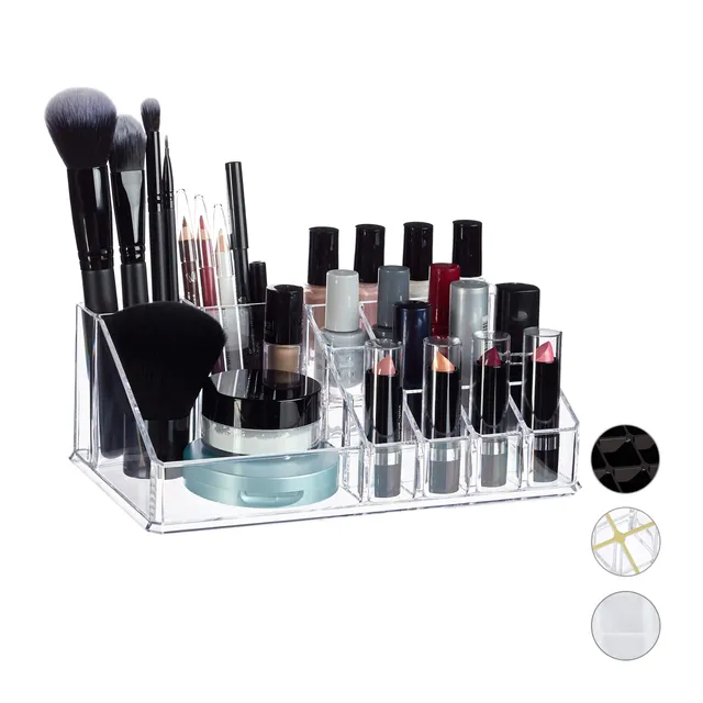 relaxdays-kosmetikorganizer-aus-acryl-transparent image 1