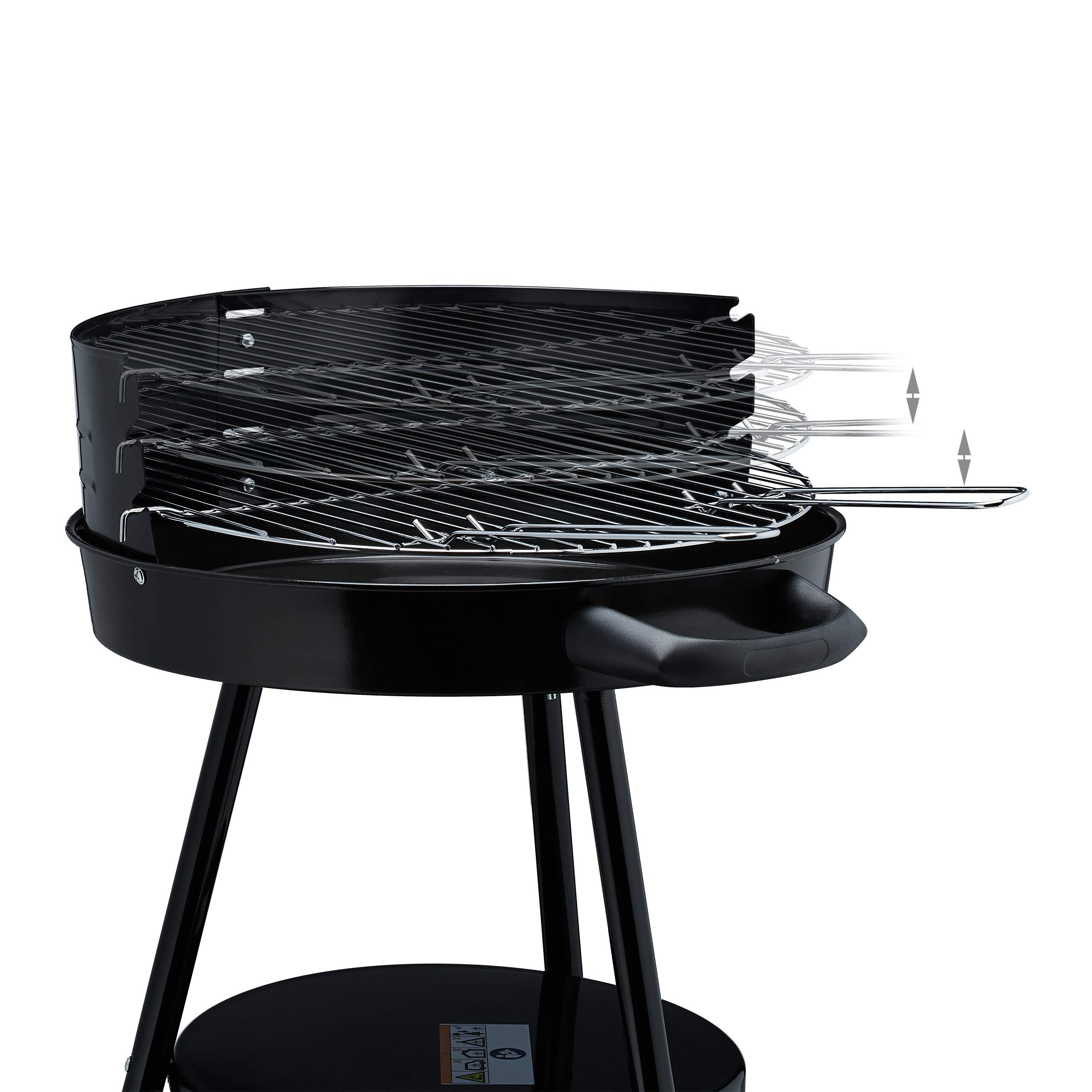 relaxdays-holzkohlegrill-rundgrill-39-5-cm-mit-ablage-rollen-und-windschutz image 6