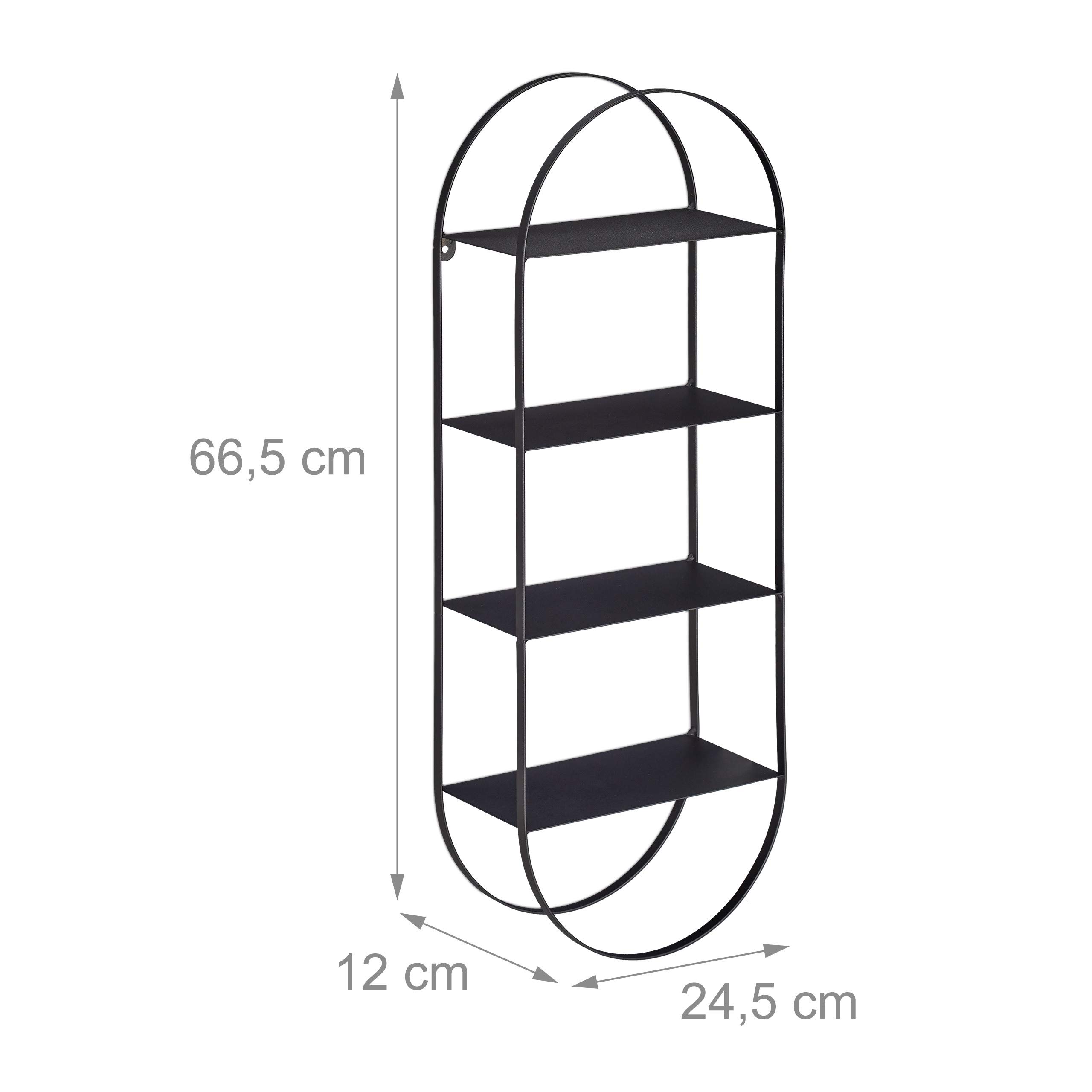 relaxdays-wandregal-metall-oval-4-ablagen-66-5-x-24-5-x-12-cm-schwarz image 3