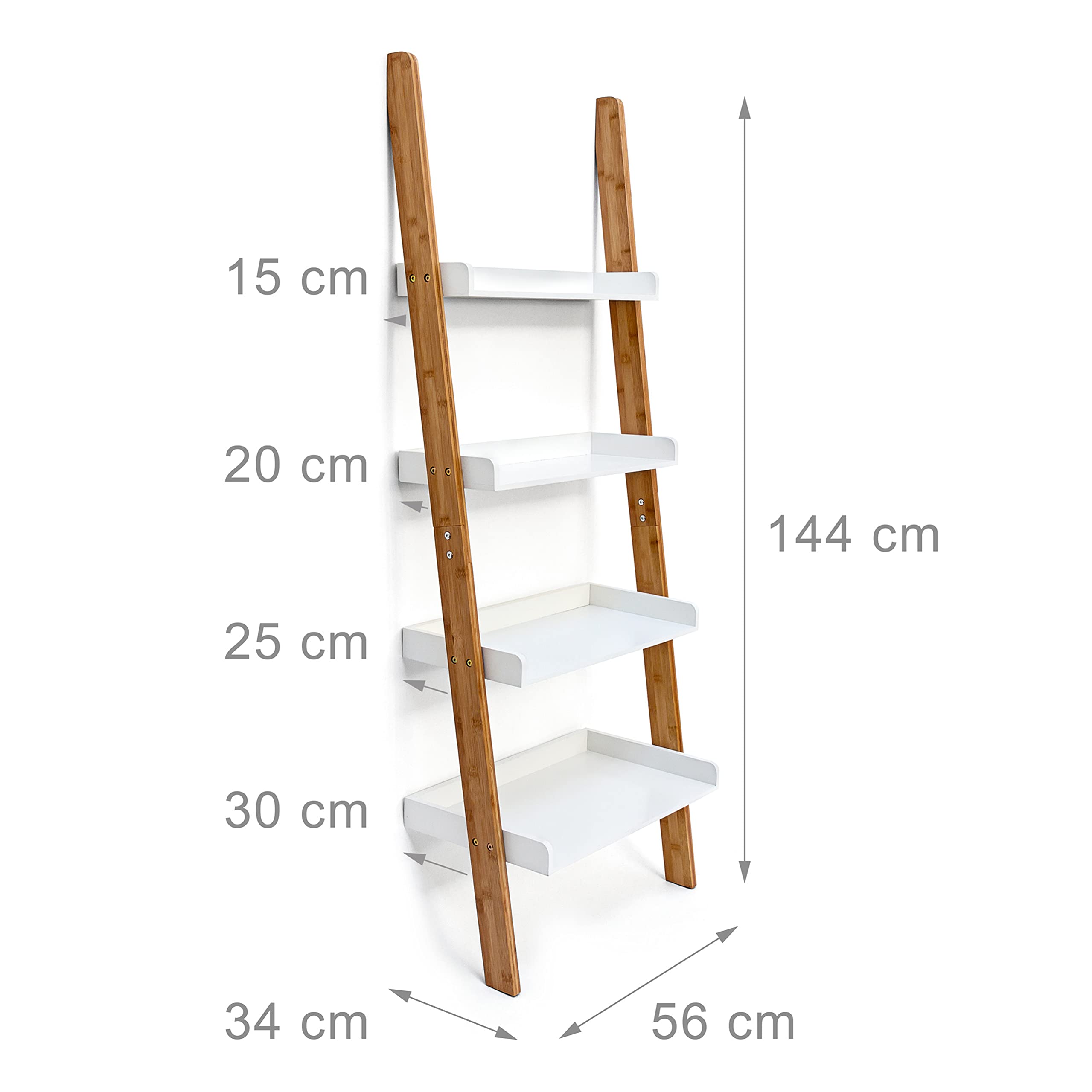 relaxdays-leiterregal-bamboo-4-ablagen-144x56x34-cm-natur-wei image 3
