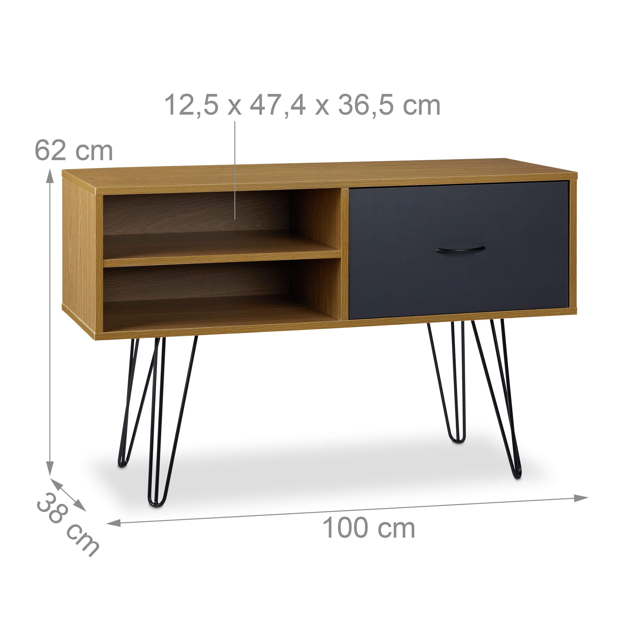 relaxdays-sideboard-retro-62-x-100-x-38-cm-mit-schublade-mehrfarbig image 3