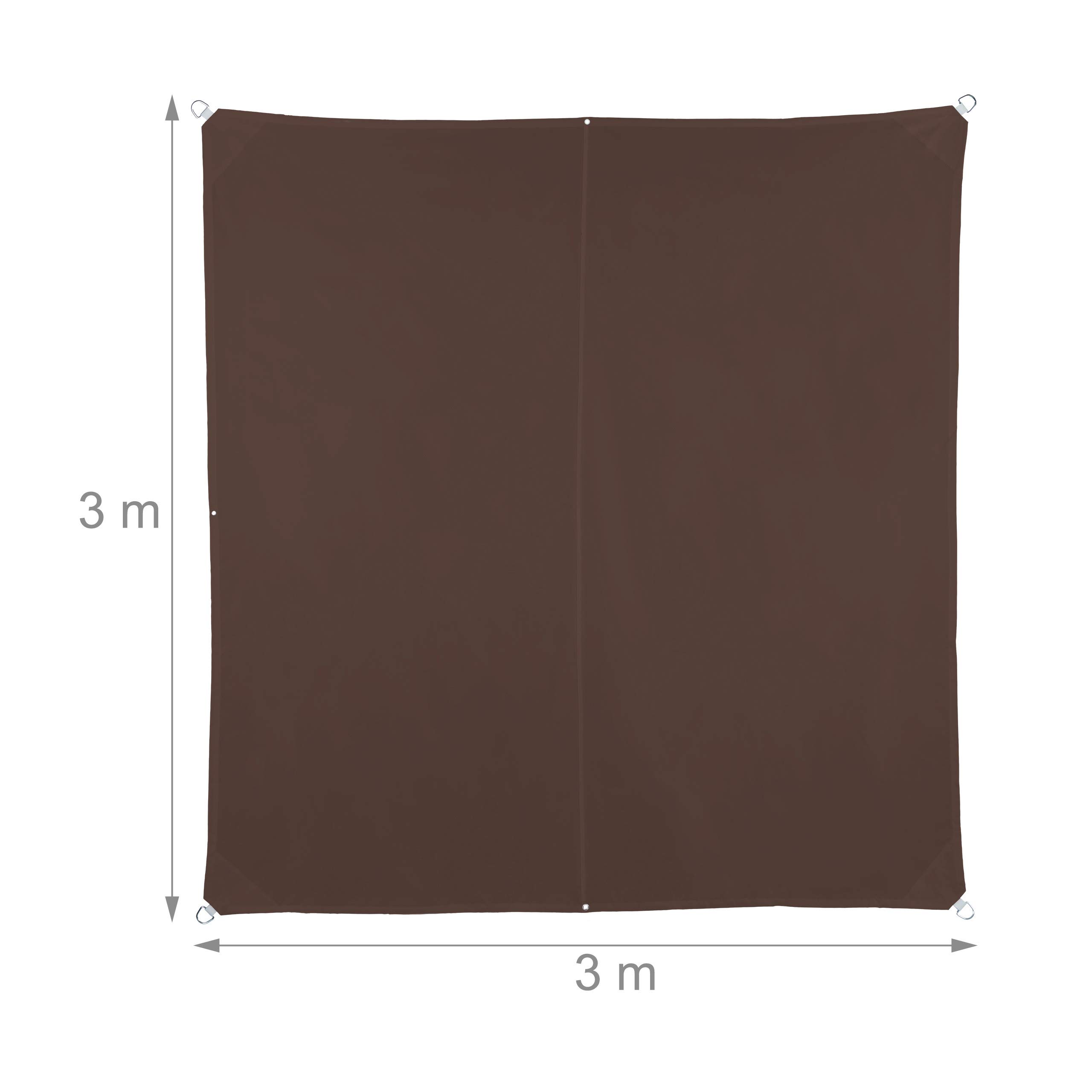 relaxdays-sonnensegel-quadratisch-3-x-3-m-braun-mit-uv-schutz image 4
