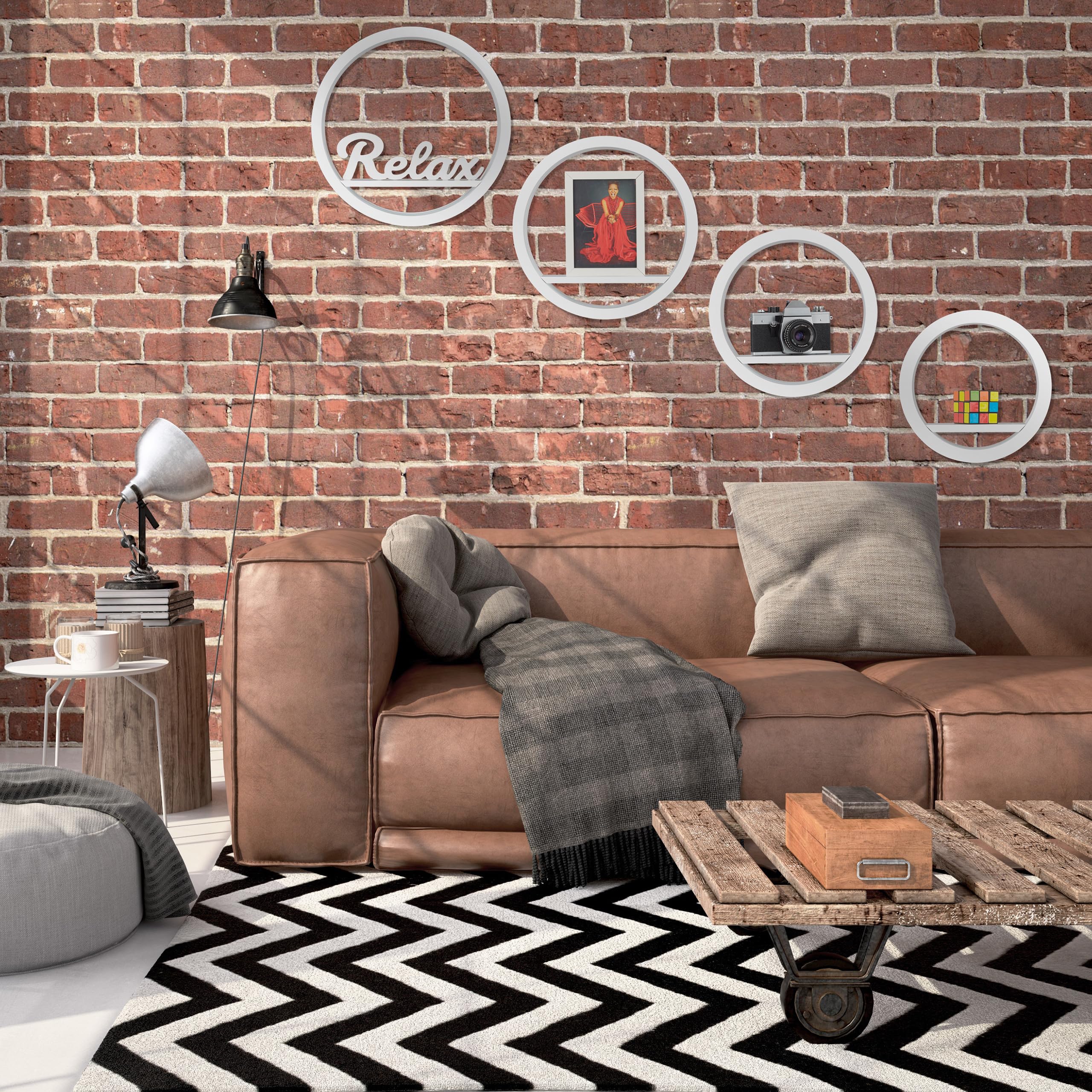relaxdays-wandregal-rund-4er-set-mdf-wei image 2