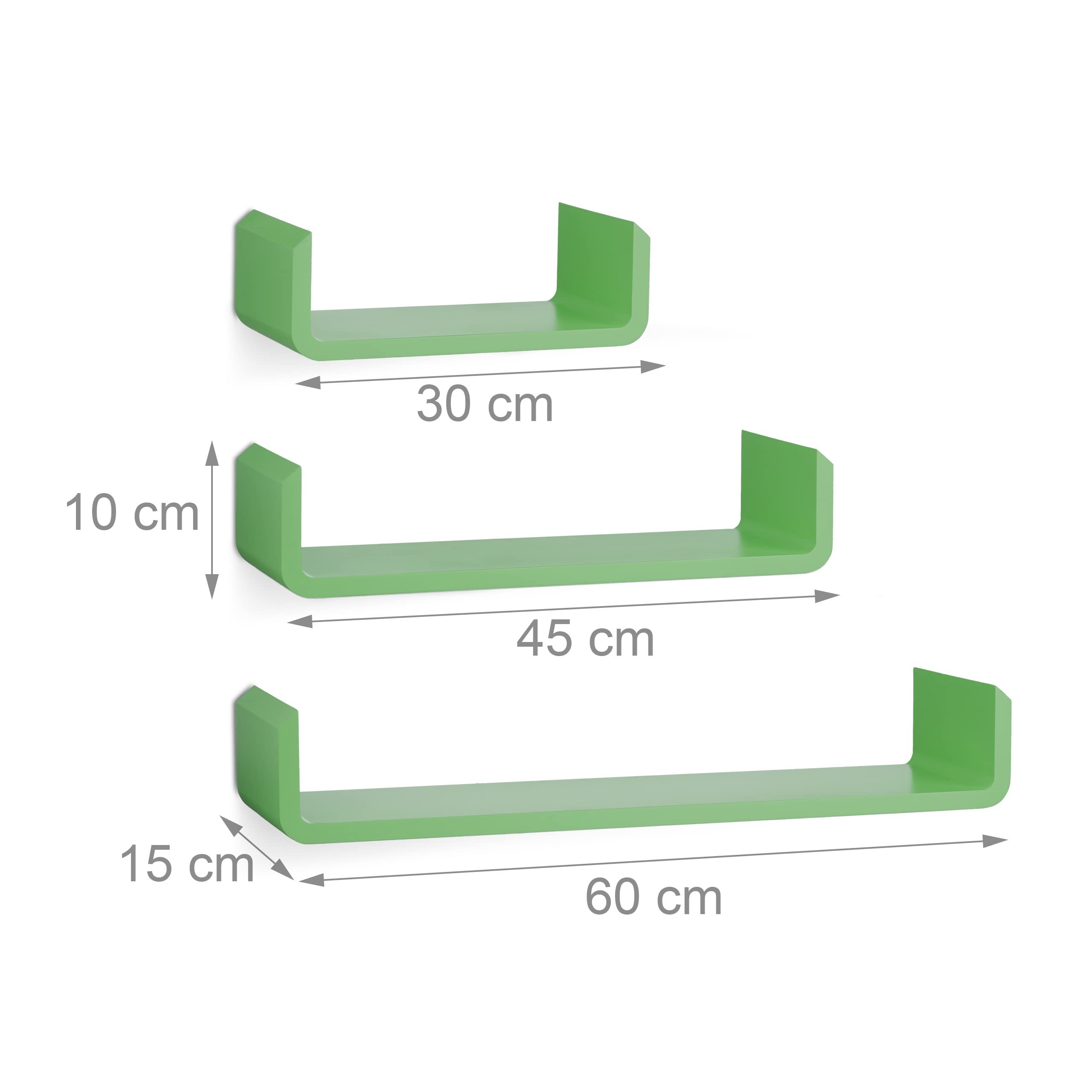 relaxdays-regalbrett-3er-set-u-form-h-ngeregal-wandboard-mdf-gr-n-30-45-60-cm image 3