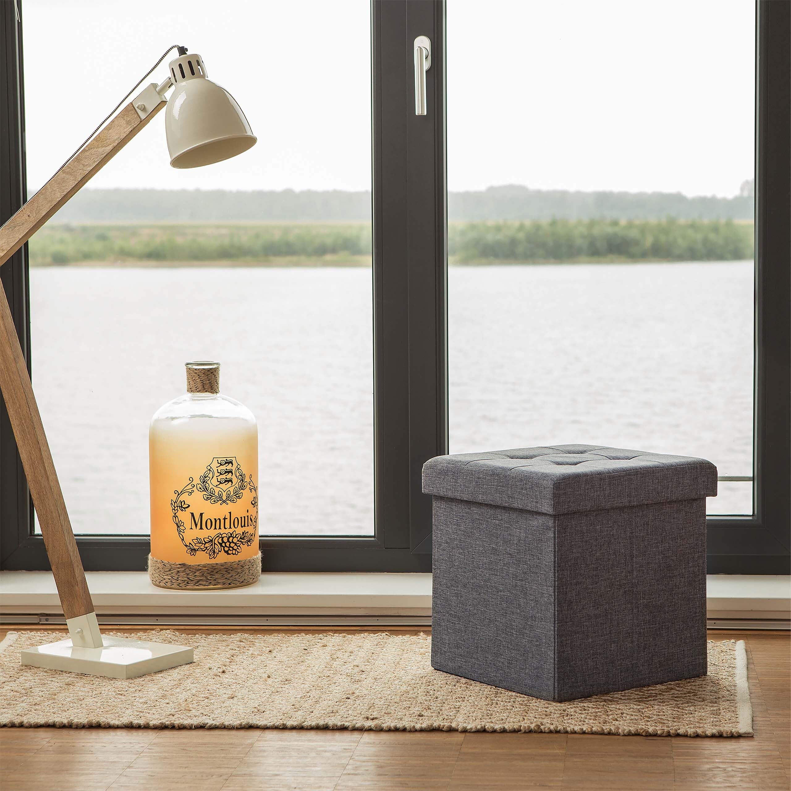 relaxdays-sitzhocker-faltbar-38-x-38-x-38-cm-dunkelgrau-300-kg image 2