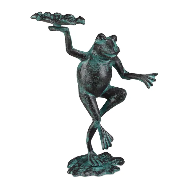 relaxdays-gartenfigur-frosch-gr-e-m-aus-gusseisen-gr-n image 1