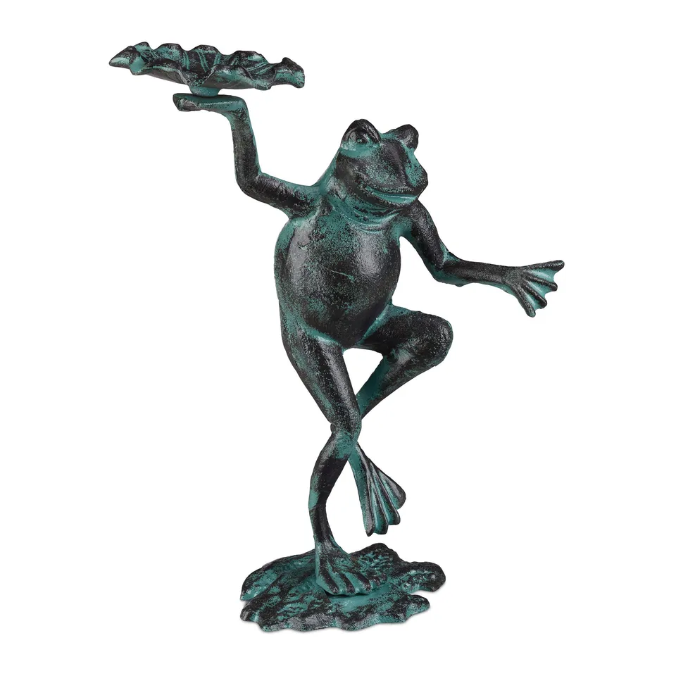 relaxdays-gartenfigur-frosch-gr-e-m-aus-gusseisen-gr-n image 1