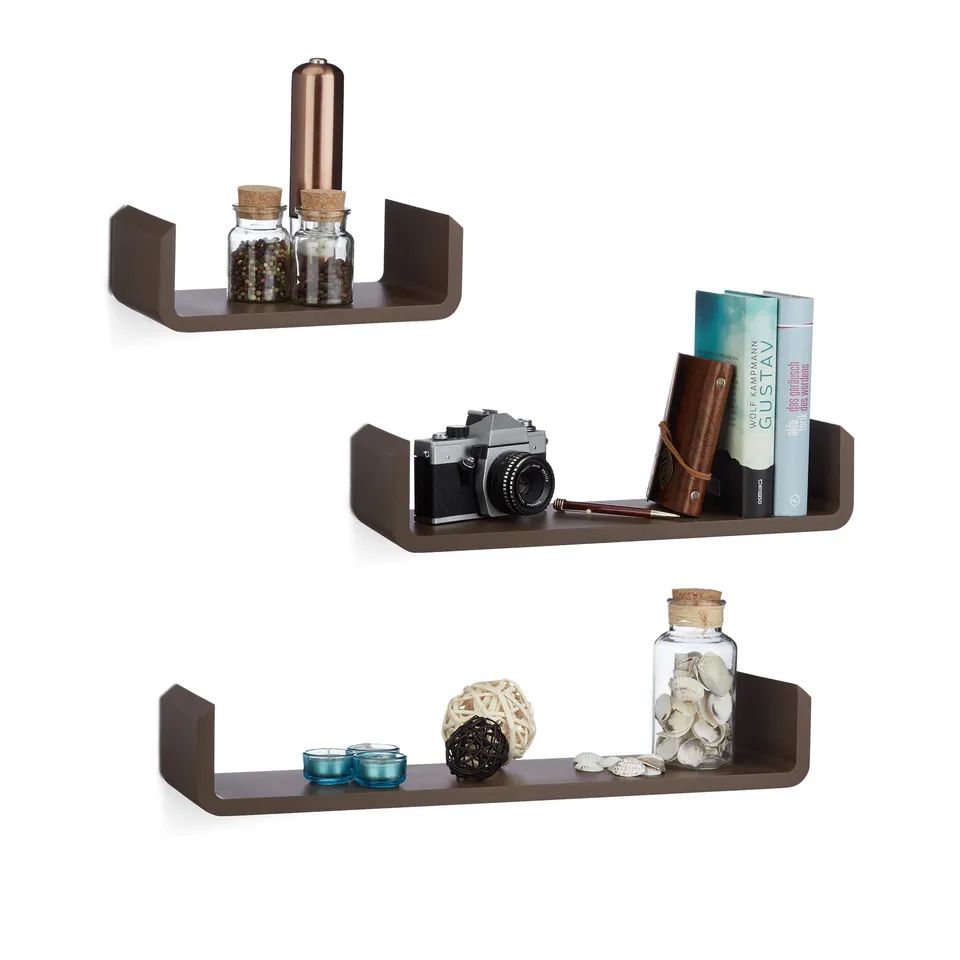 relaxdays-regalbrett-3er-set-u-form-mdf-braun-30-45-60-cm image 1