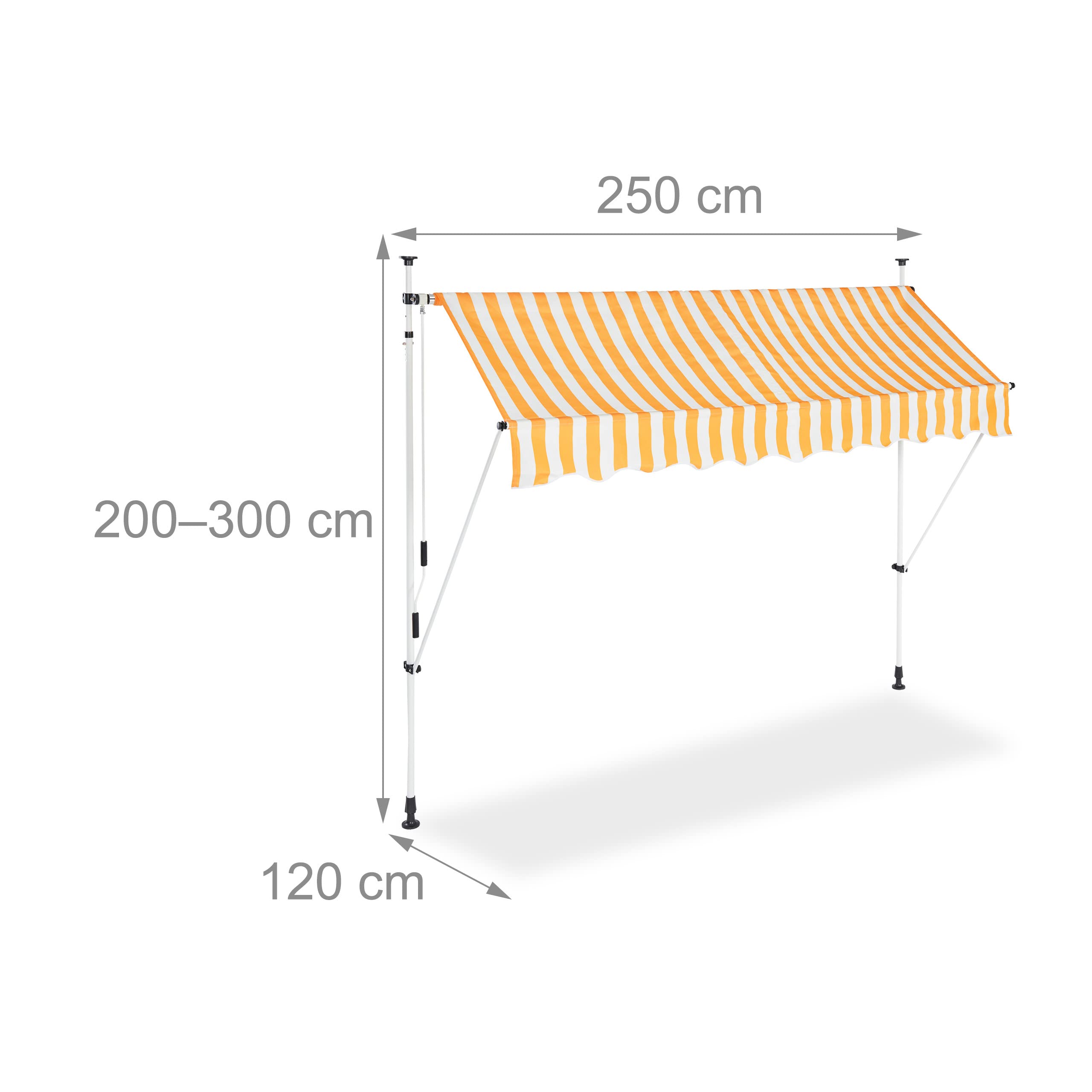 relaxdays-klemmmarkise-250-cm-balkon-sonnenschutz-gelb-gestreift-ohne-bohren image 4