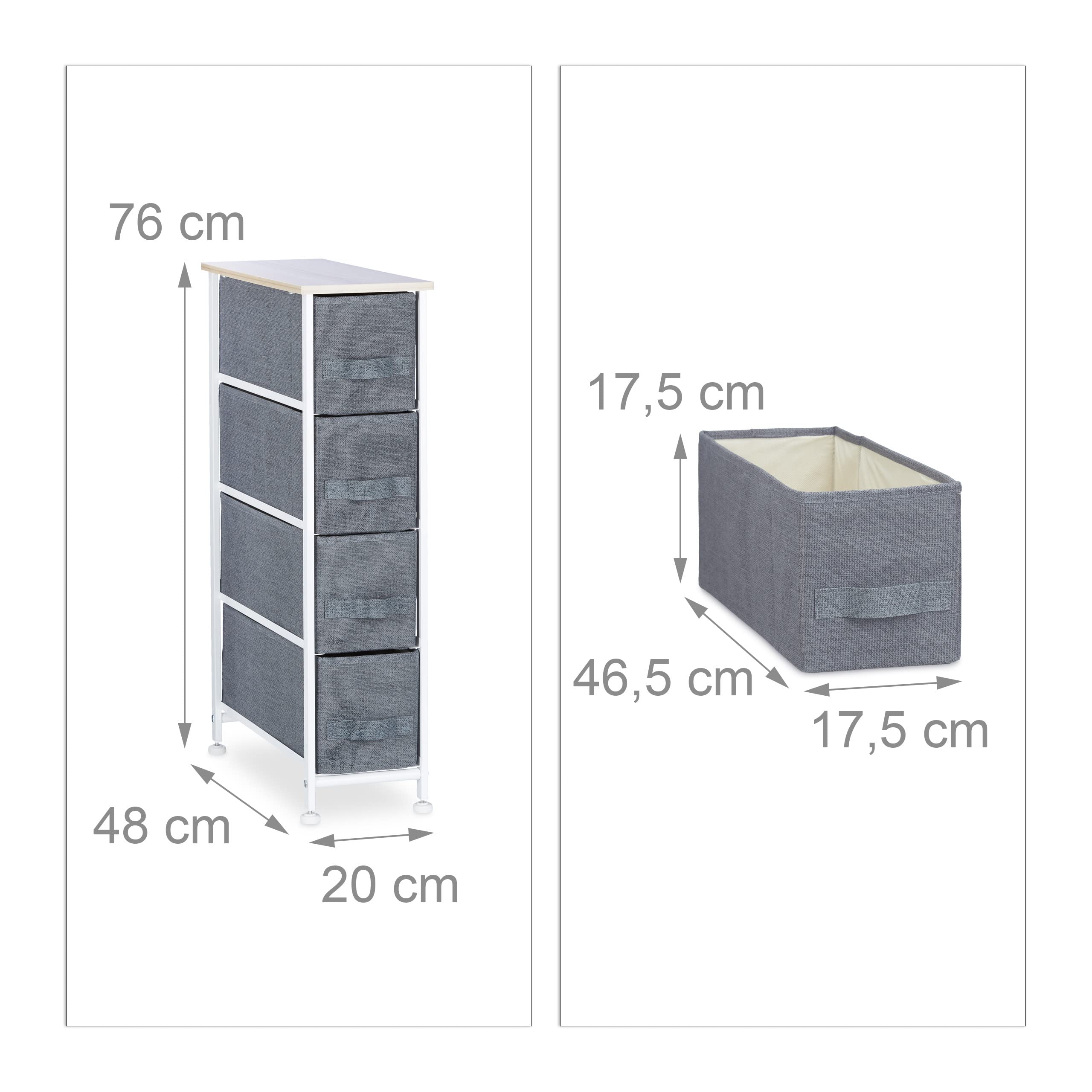 relaxdays-regalsystem-4-stoff-schubladen-grau-76-x-20-x-48-cm image 3