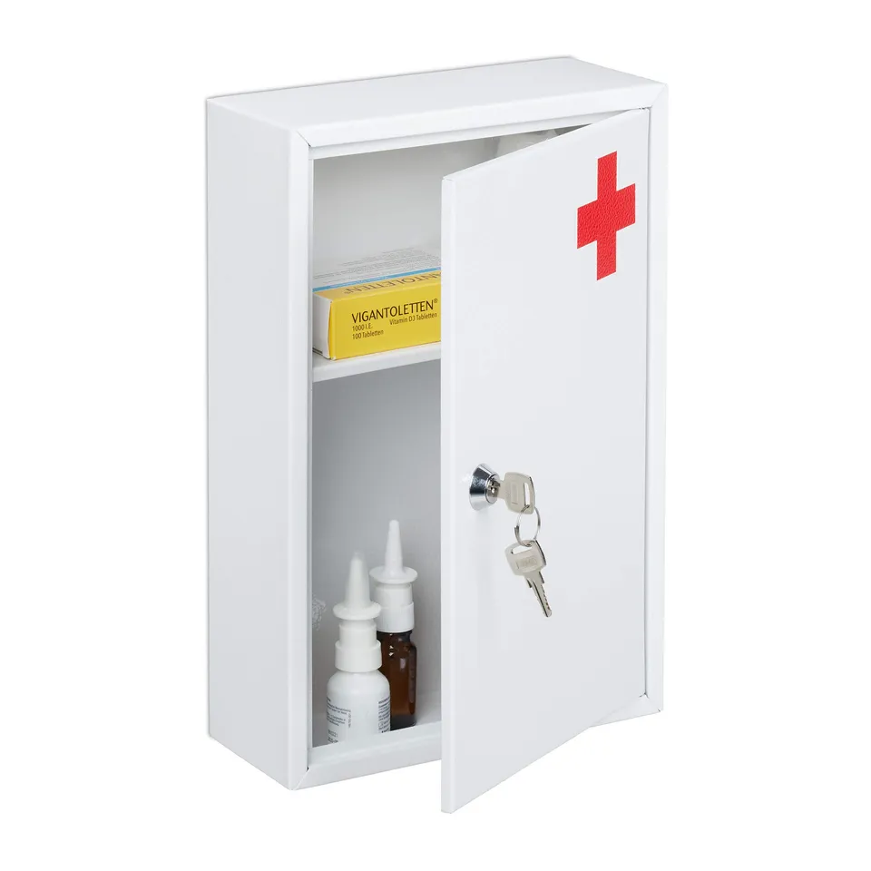 relaxdays-medizinschrank-abschlie-bar-wei-rot-32-cm image 1