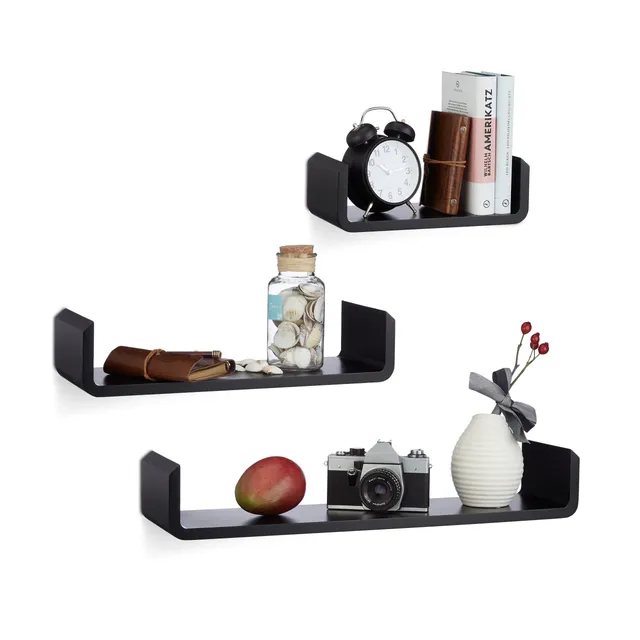 relaxdays-regalbrett-3er-set-u-form-mdf-schwarz-30-45-60cm image 1