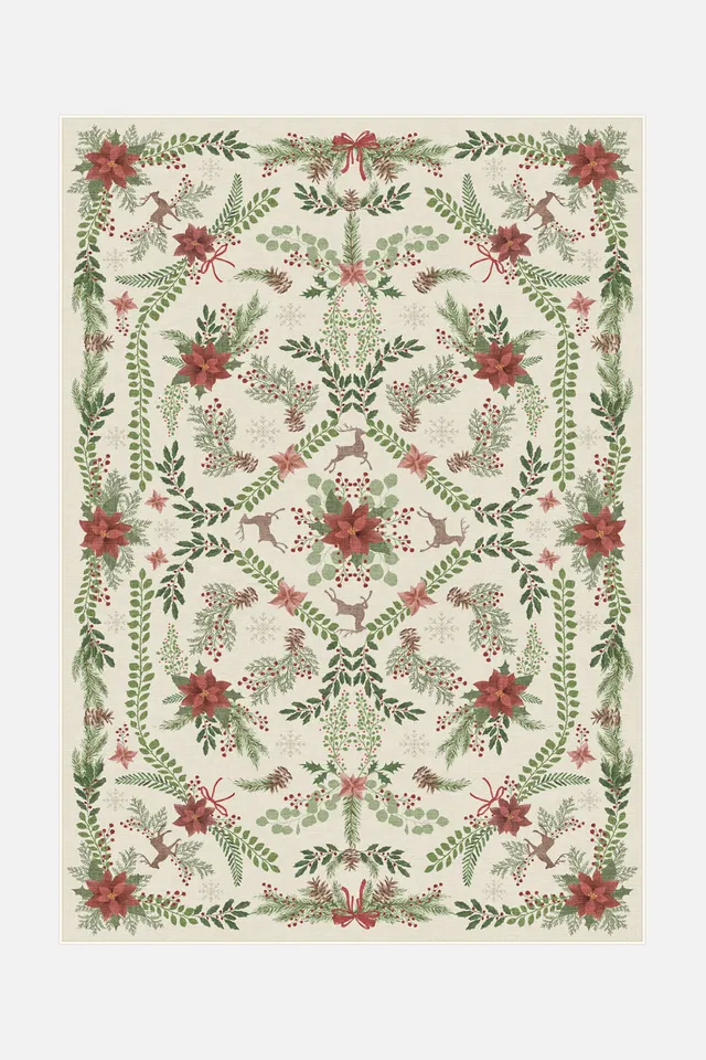 teppana-weihnachtsstern-creme-teppich-waschbar image 1
