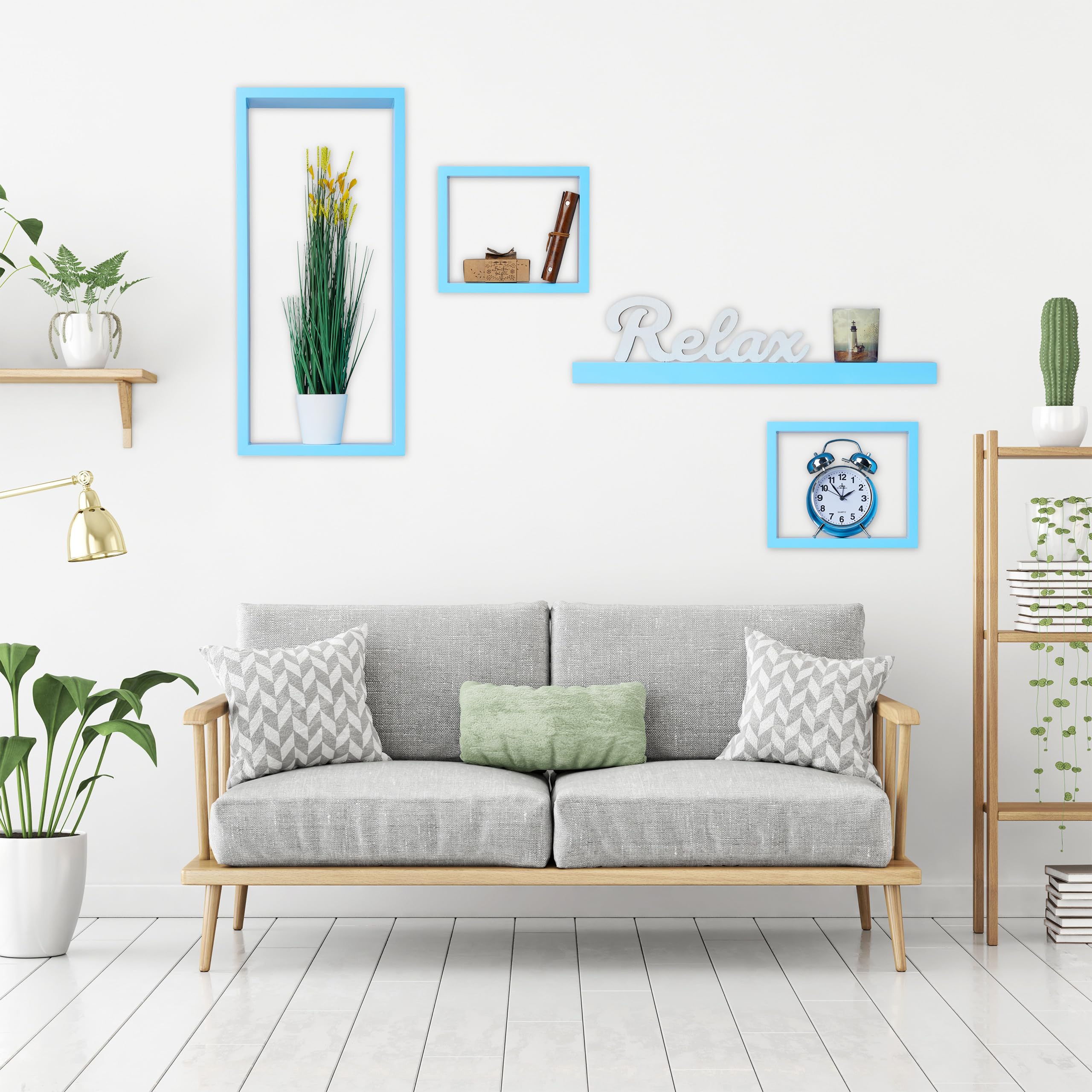relaxdays-wandregal-4er-set-cube-gr-n-mdf image 2