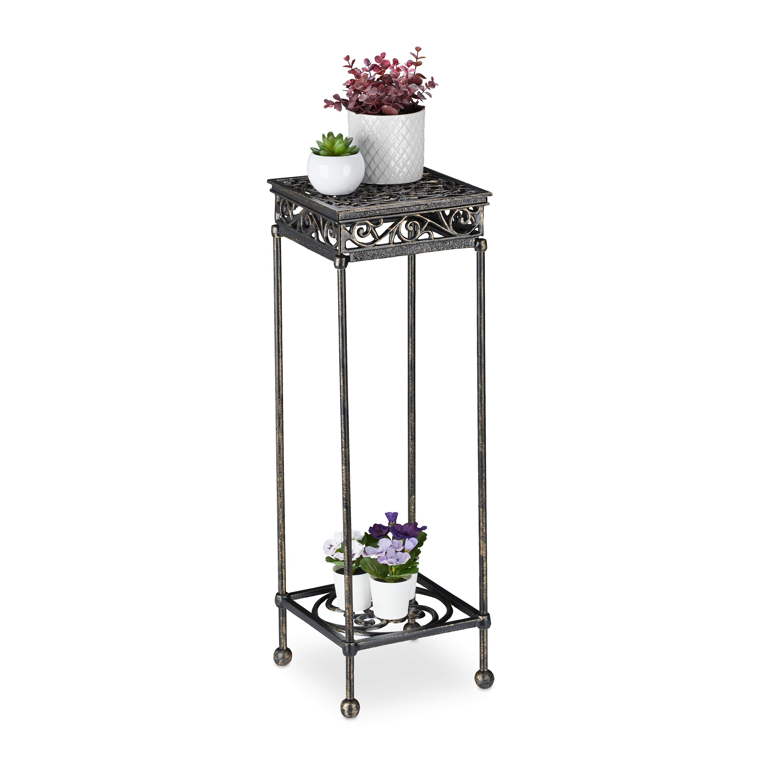 relaxdays-blumenhocker-gusseisen-eckig-73x24x24-cm-bronze image 1