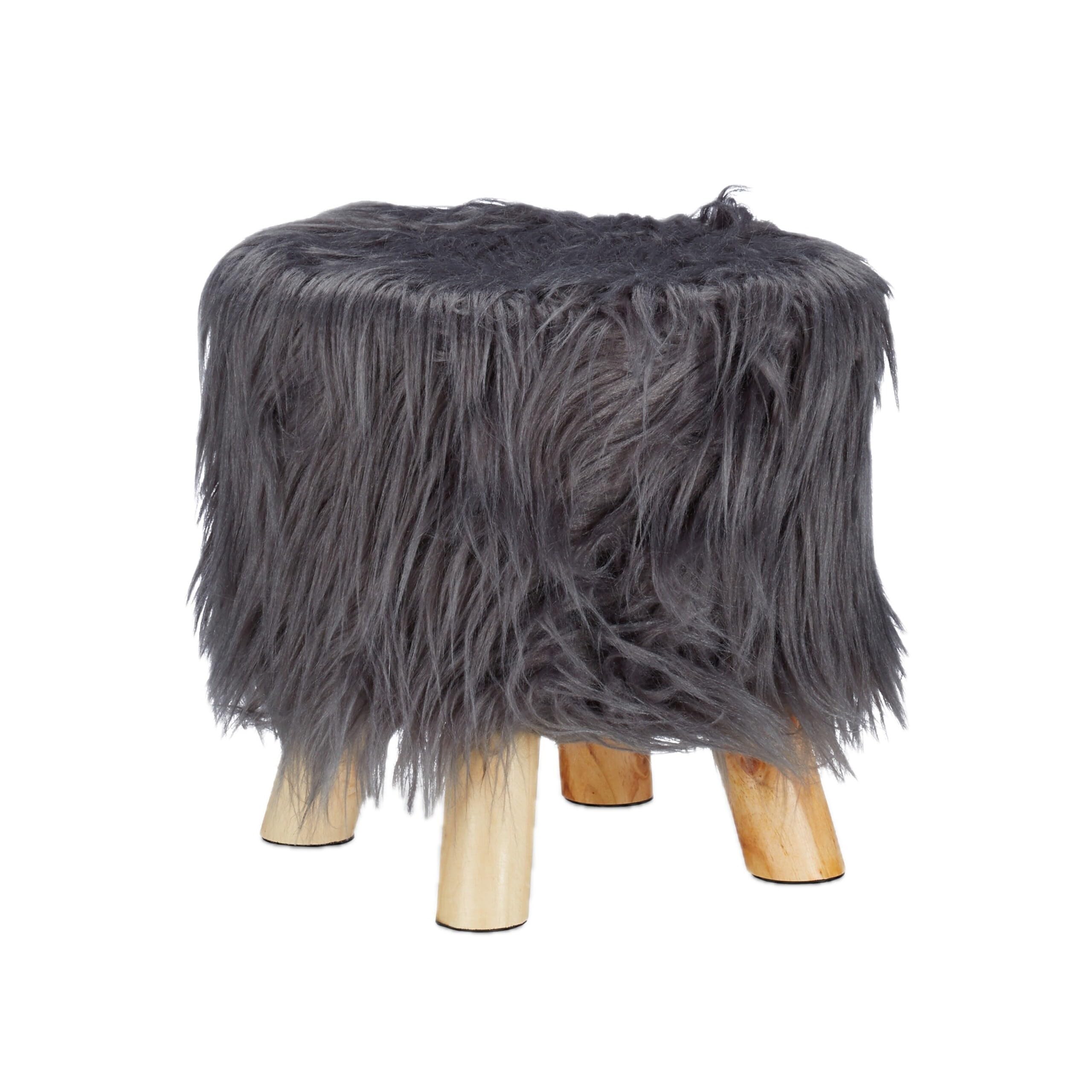 relaxdays-fell-hocker-rund-grau-mit-4-holzbeinen image 5