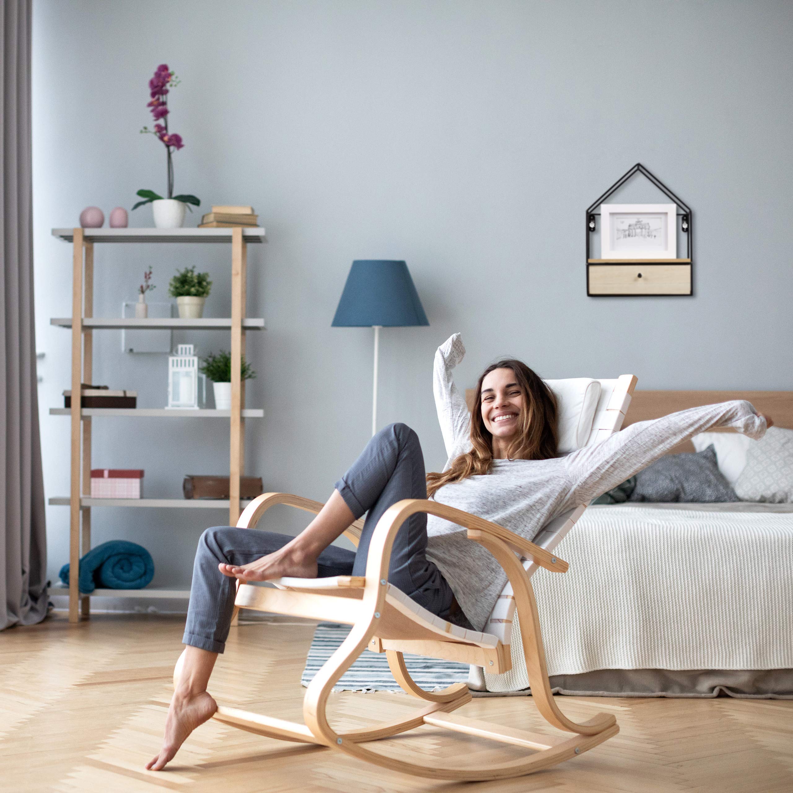 relaxdays-schweberegal-hausform-mit-schublade-32x25-5x12-cm-1-st-ck image 2