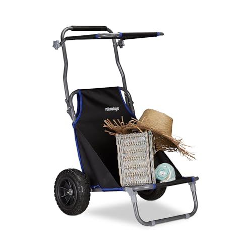 relaxdays-strandwagen-faltbar-2in1-mit-strandstuhl-sonnendach-61x65x102-cm-schwa image 8