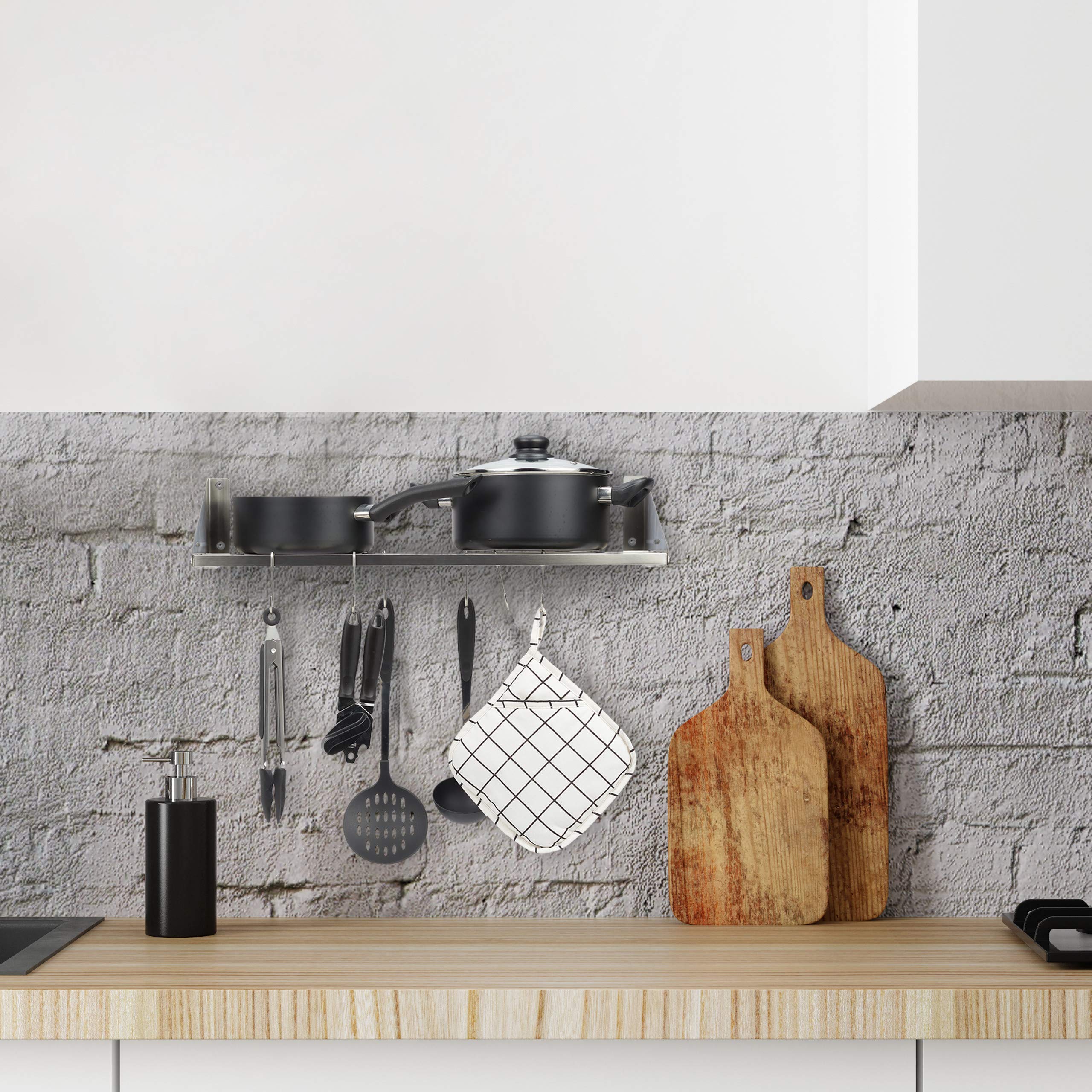 relaxdays-wandregal-edelstahl-6-haken-24-cm-tief-silber image 2