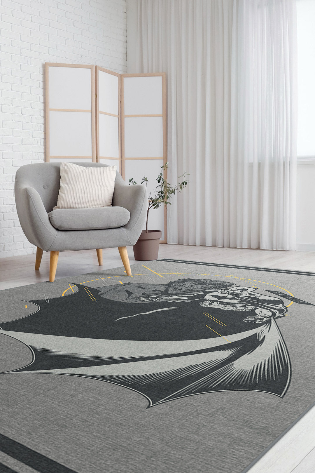 teppana-batman-schatten-grau-kinderteppich-waschbar image 4