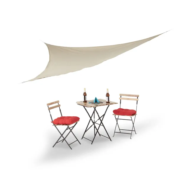 relaxdays-sonnensegel-dreieckig-3-5x3-5-m-beige image 1