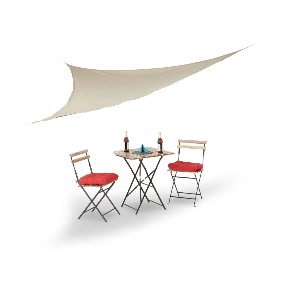 relaxdays-sonnensegel-dreieckig-3-5x3-5-m-beige image 1
