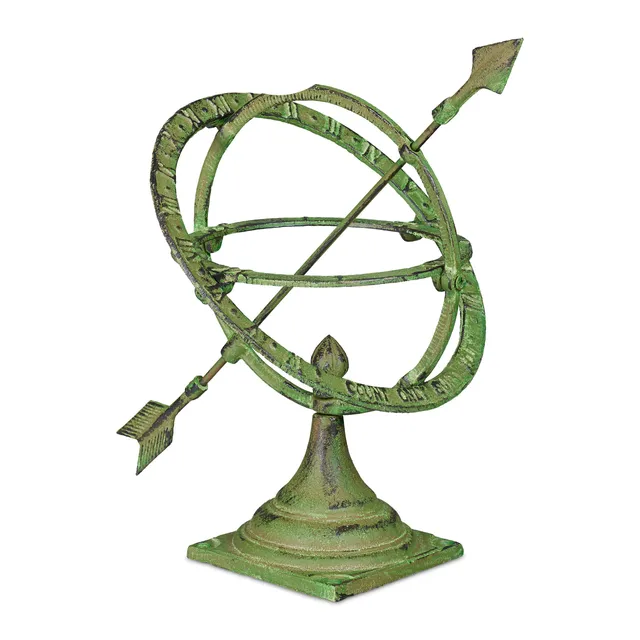 relaxdays-sonnenuhr-garten-antik-gusseisen-30-cm-edelrost-gr-n image 1