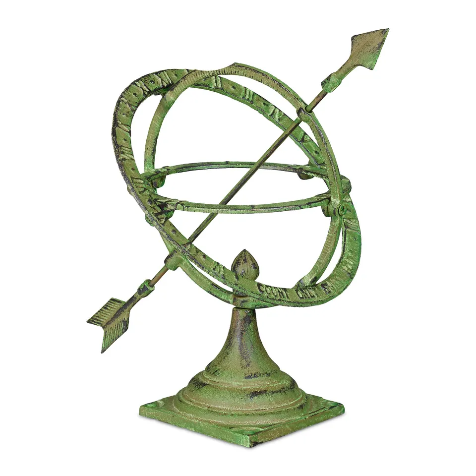 relaxdays-sonnenuhr-garten-antik-gusseisen-30-cm-edelrost-gr-n image 1
