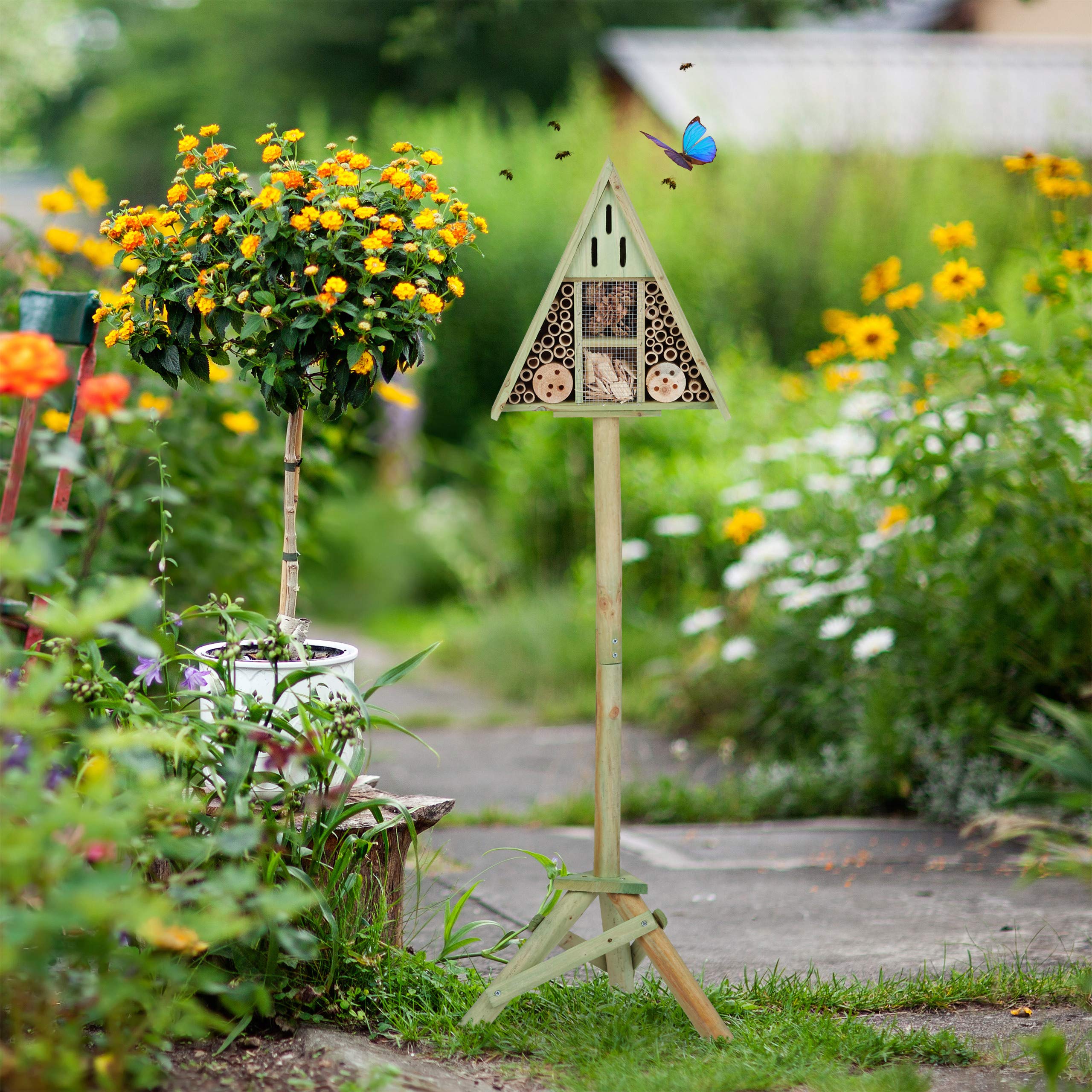 relaxdays-insektenhotel-dreieck-auf-st-nder-gr-n-hbt-130x42x35-cm image 3