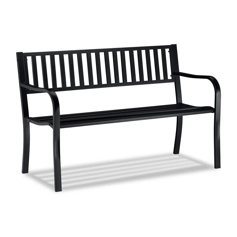 relaxdays-gartenbank-2-sitzer-metallbank-82-x-127-5-x-59-5-cm-schwarz image 1