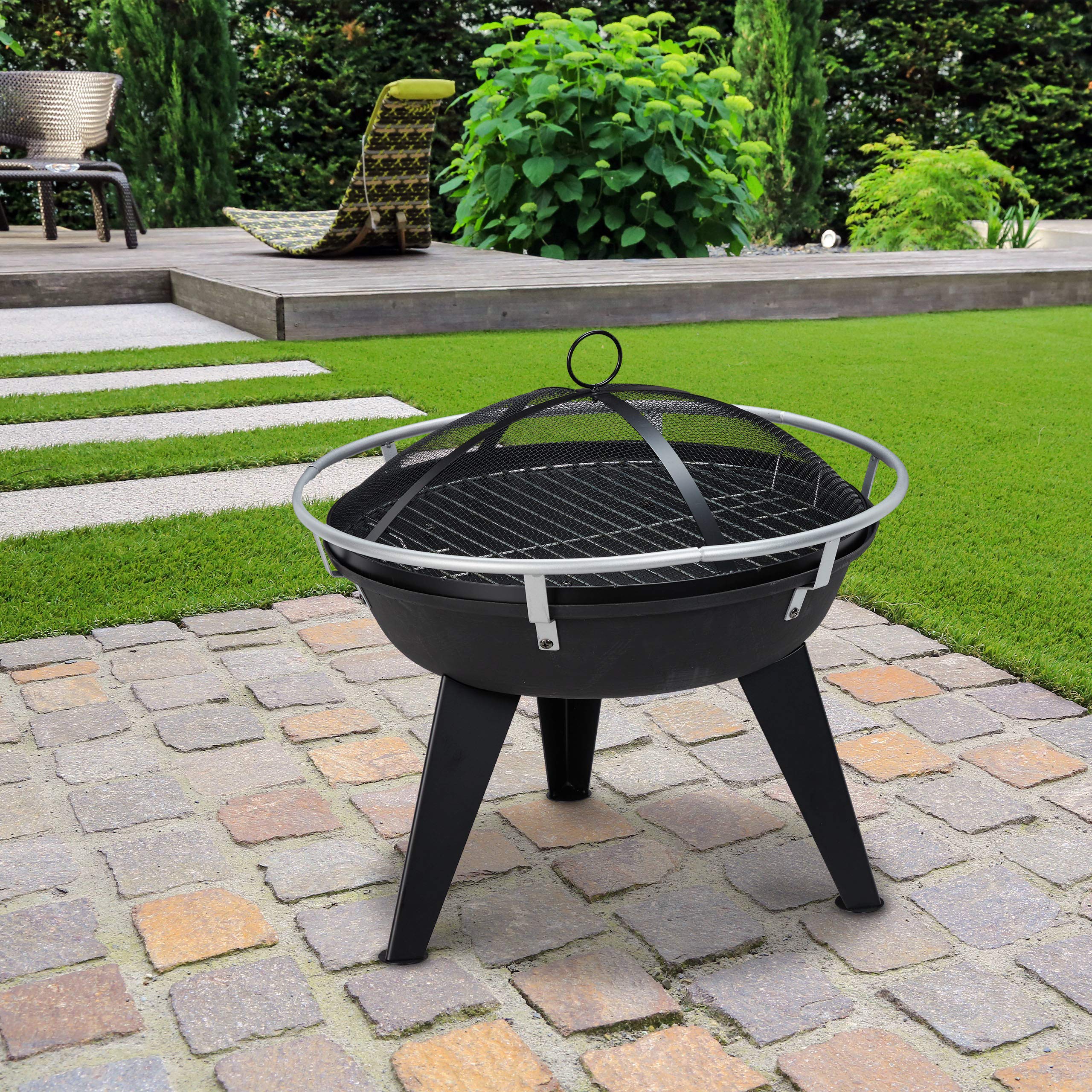 relaxdays-feuerschale-mit-grillrost-funkenschutz-und-sch-rhaken-schwarz-d-55-cm image 5