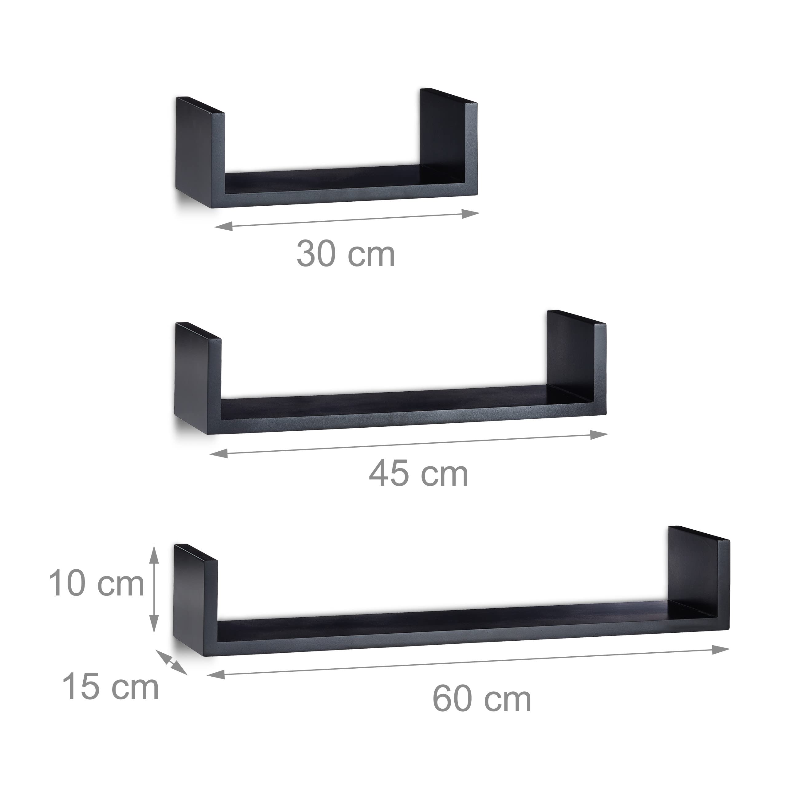 relaxdays-wandregal-u-form-3er-set-schwarz-15-cm-tiefe image 3