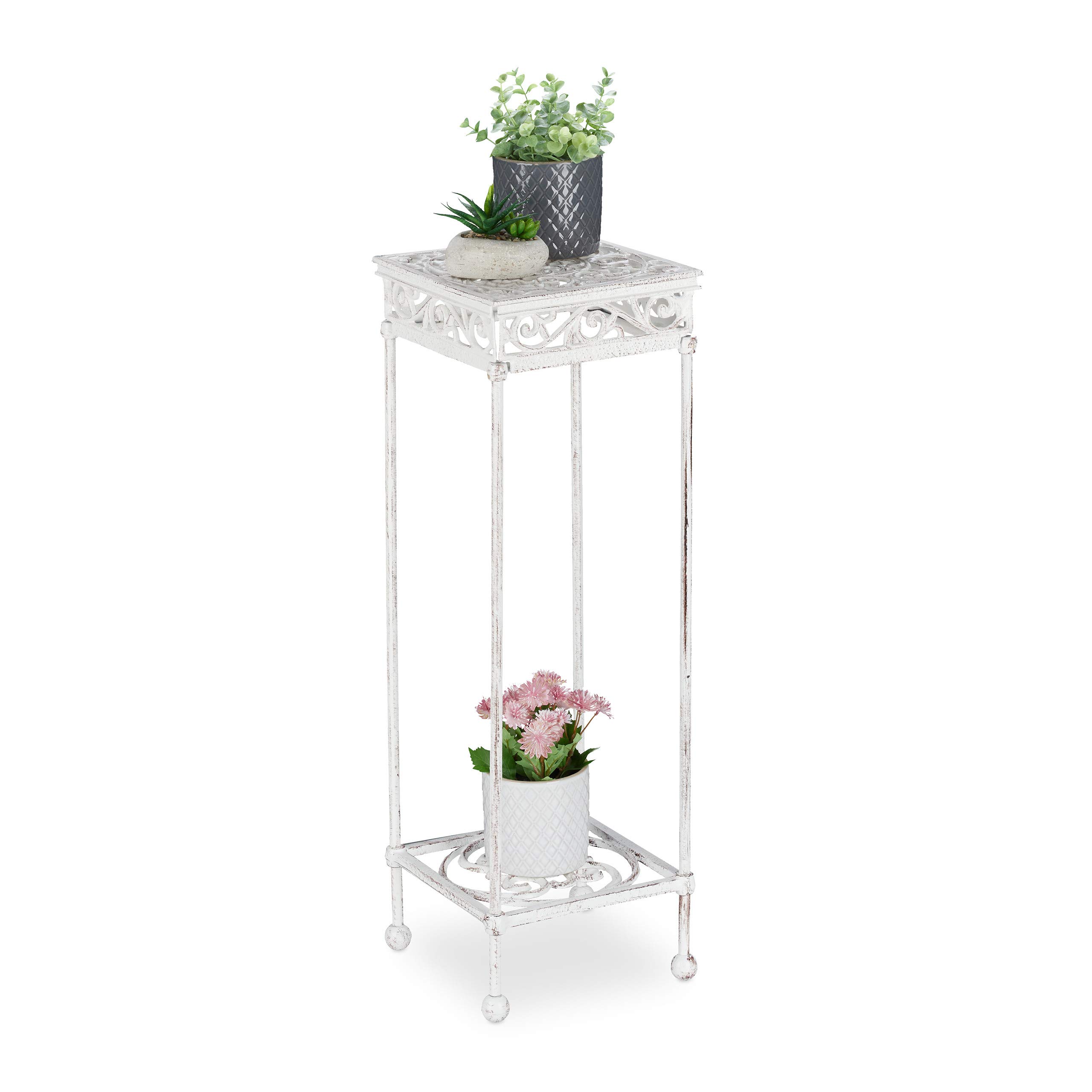 relaxdays-blumenhocker-gusseisen-73x24x24-cm-pflanzenst-nder-wei image 1