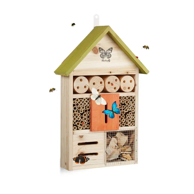 relaxdays-insektenhotel-butterfly-gr-n-41-5-cm-nistkasten-aus-tannenholz image 1