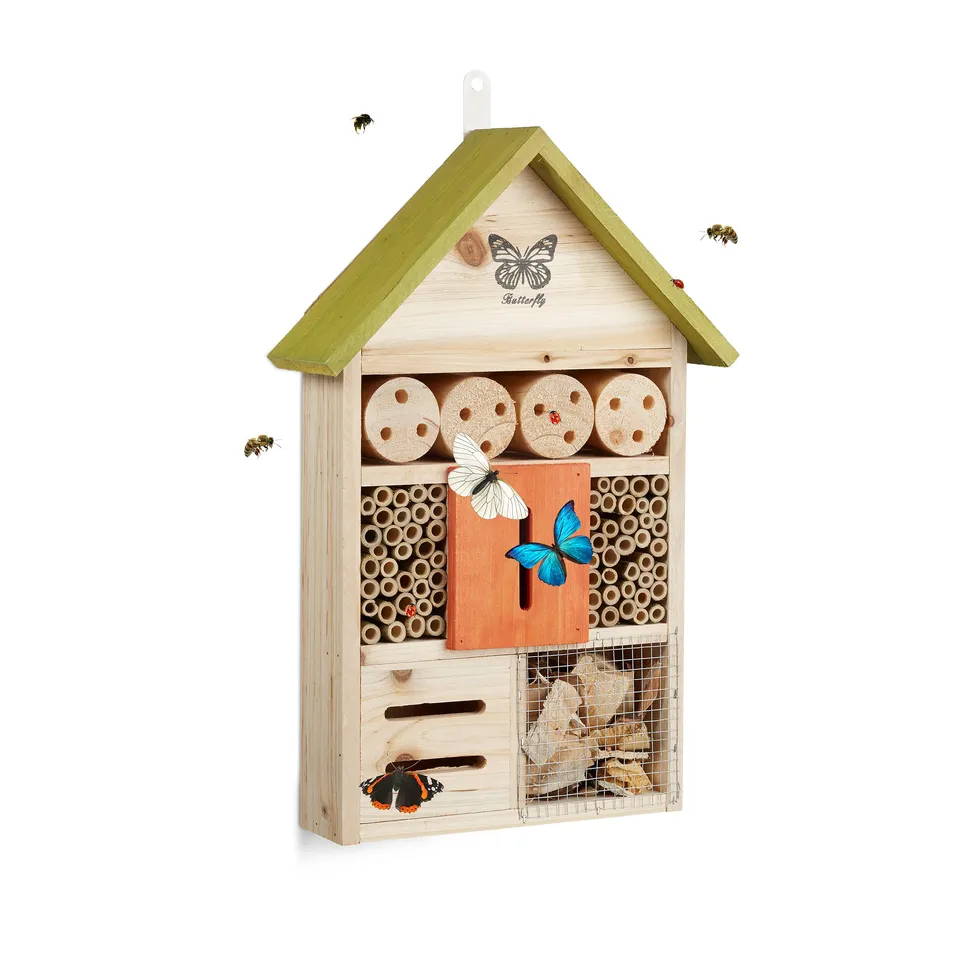 relaxdays-insektenhotel-butterfly-gr-n-41-5-cm-nistkasten-aus-tannenholz image 1
