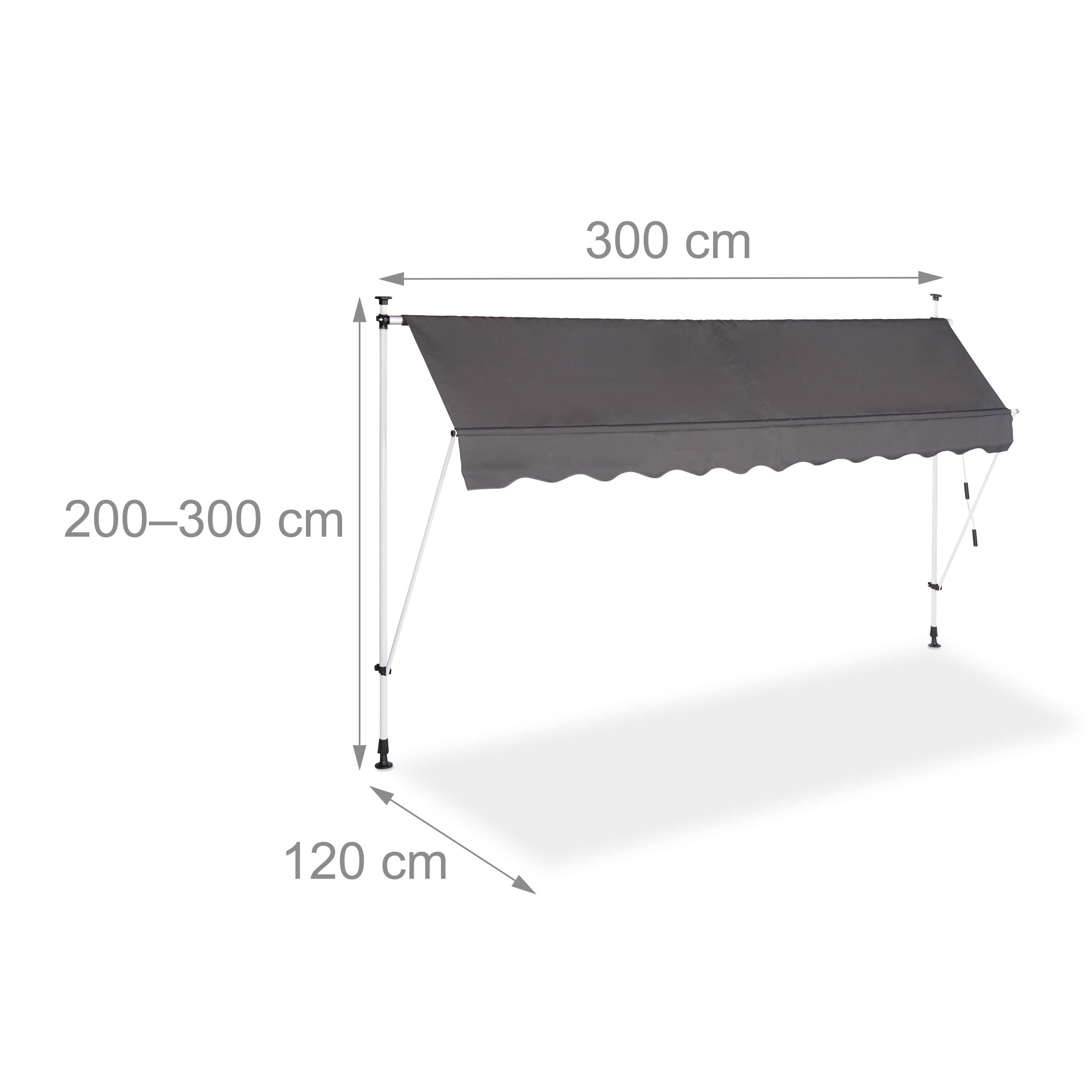 relaxdays-klemmmarkise-balkon-300-cm-grau-polyester-ohne-bohren image 4