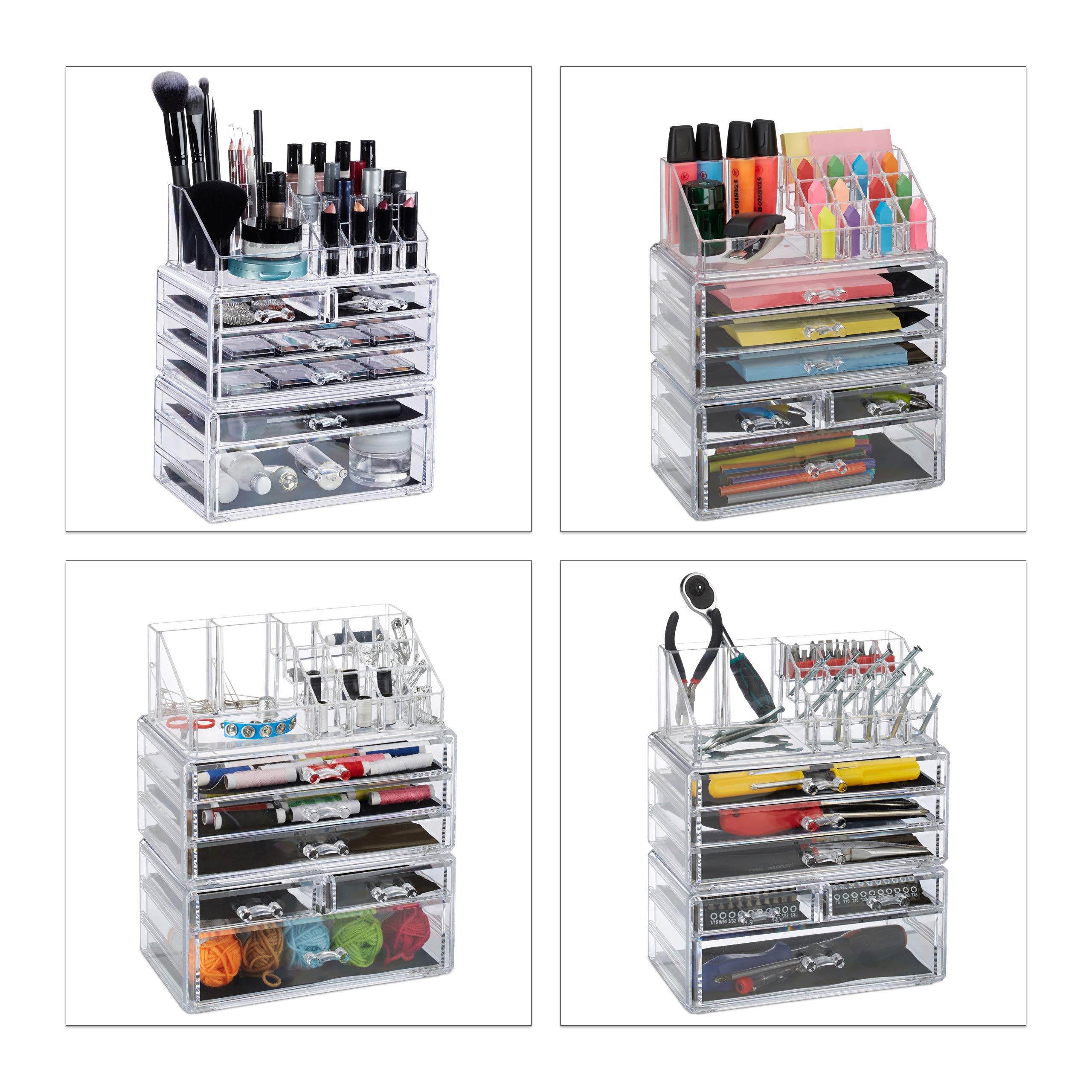 relaxdays-kosmetikorganizer-6-schubladen-transparent-29x23-5x14-cm image 3