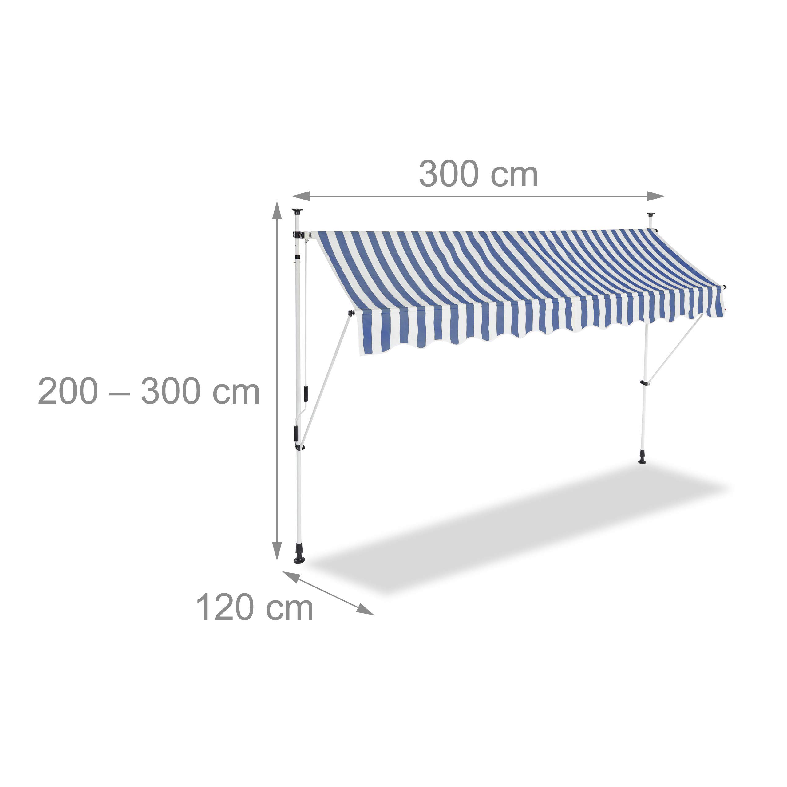 relaxdays-klemmmarkise-300-cm-fallarm-blau-gestreift-ohne-bohren image 4