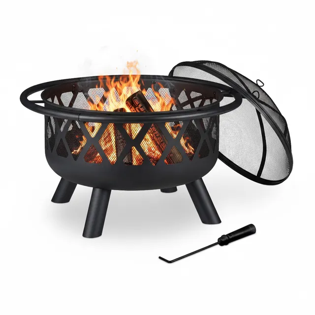 relaxdays-feuerschale-xxl-63-5-cm-mit-funkenschutz-und-sch-rhaken-schwarz image 1