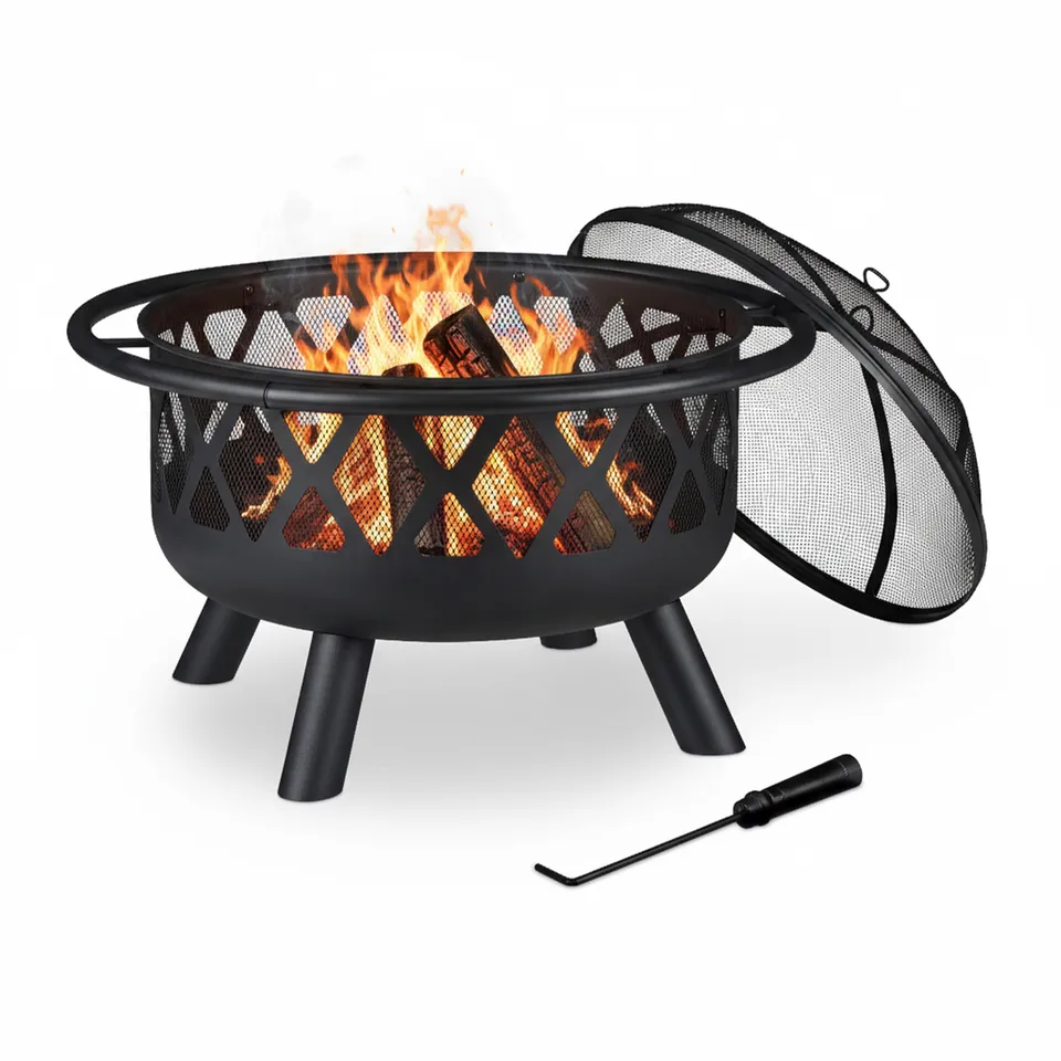 relaxdays-feuerschale-xxl-63-5-cm-mit-funkenschutz-und-sch-rhaken-schwarz image 1