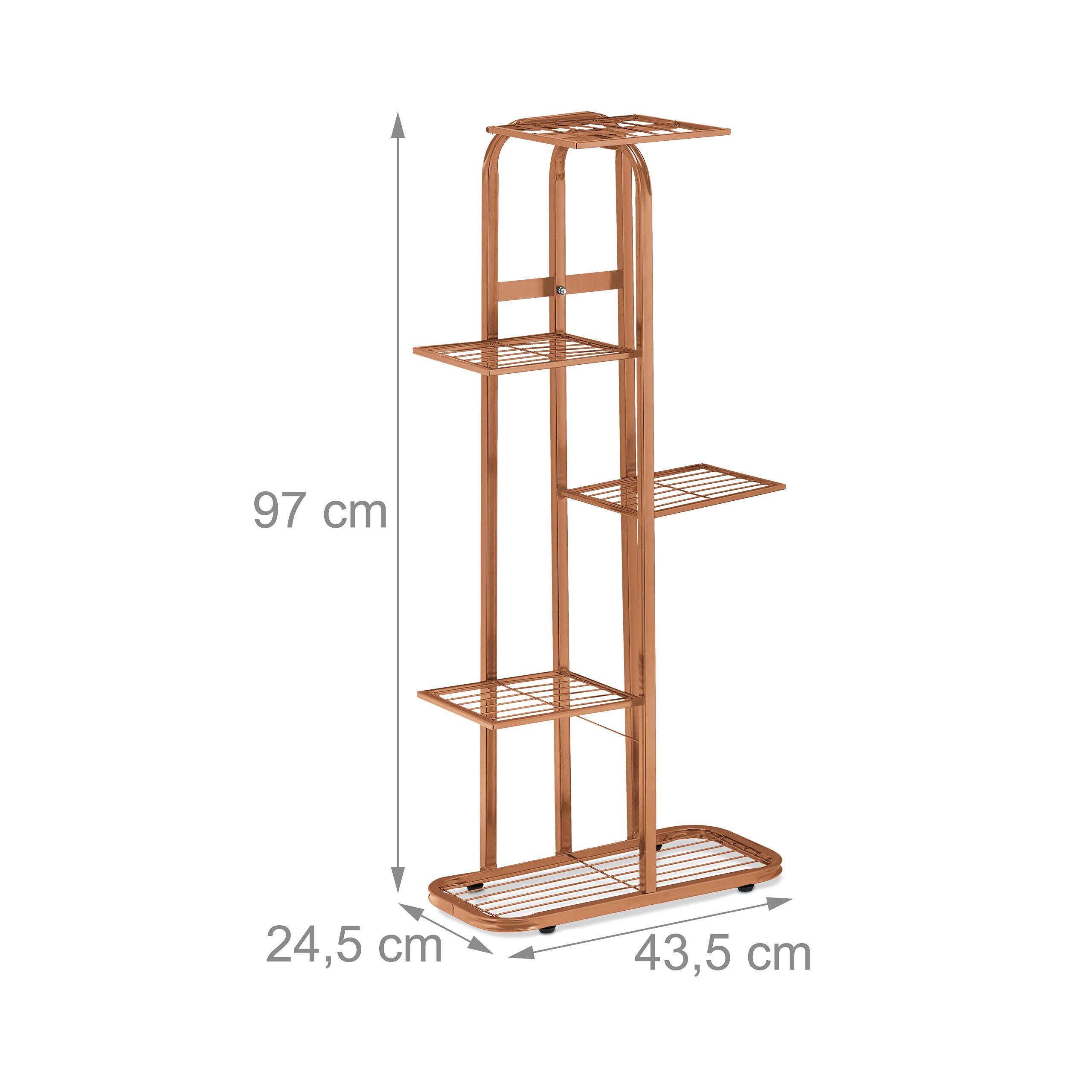 relaxdays-blumentreppe-metall-5-ablagen-97x43-5x24-5-cm-braun image 4