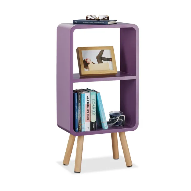 relaxdays-standregal-2-f-cher-78x40x20-cm-violett-mit-holzbeinen image 1