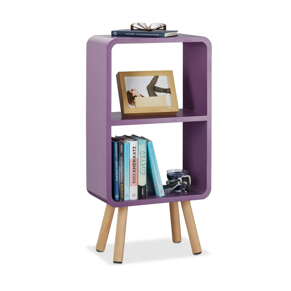 relaxdays-standregal-2-f-cher-78x40x20-cm-violett-mit-holzbeinen image 1