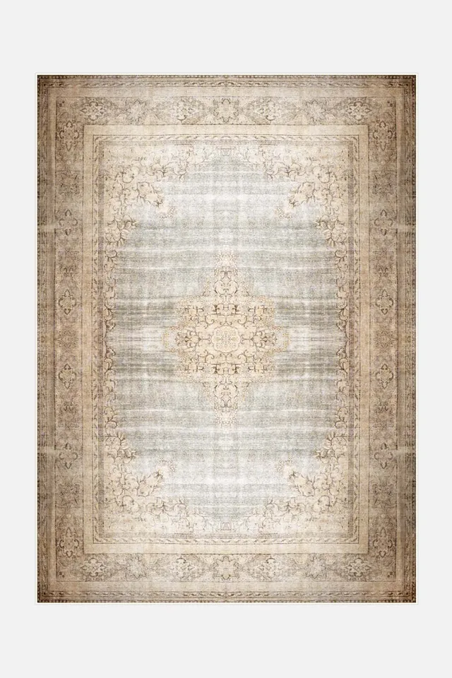 teppana-kimia-vintage-waschbarer-indoor-teppich-boho-braun image 1