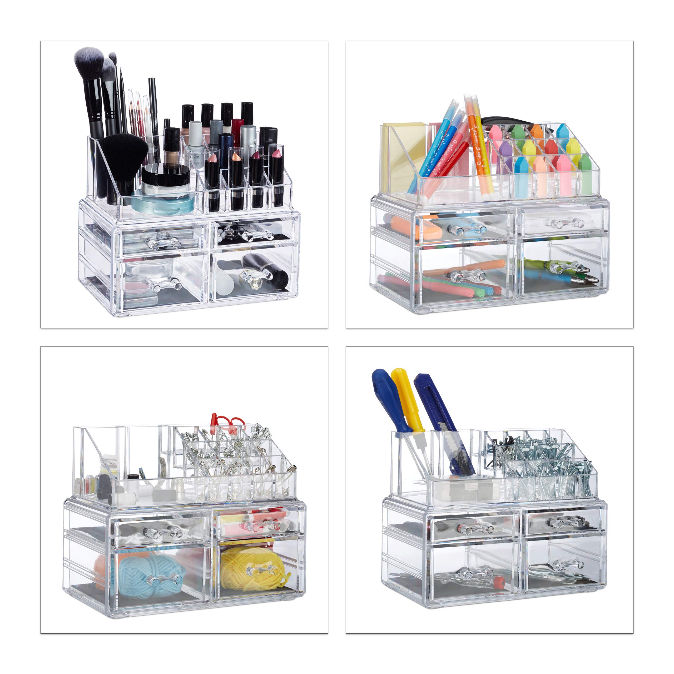 relaxdays-make-up-organizer-kosmetikregal-acryl-transparent-mit-4-schubladen image 3