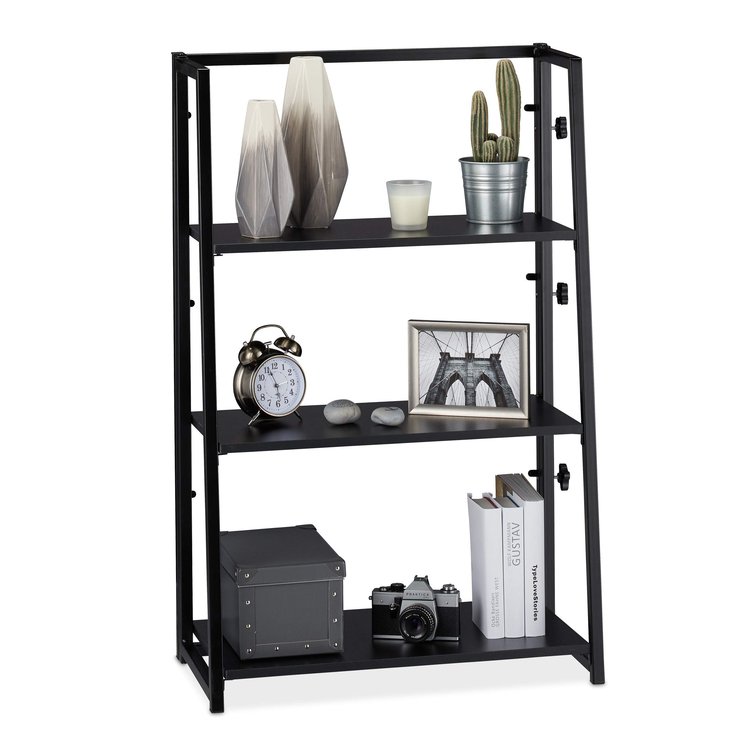 relaxdays-klappregal-standregal-3-ablagen-101x64x34-cm-eisen-holz-schwarz image 1