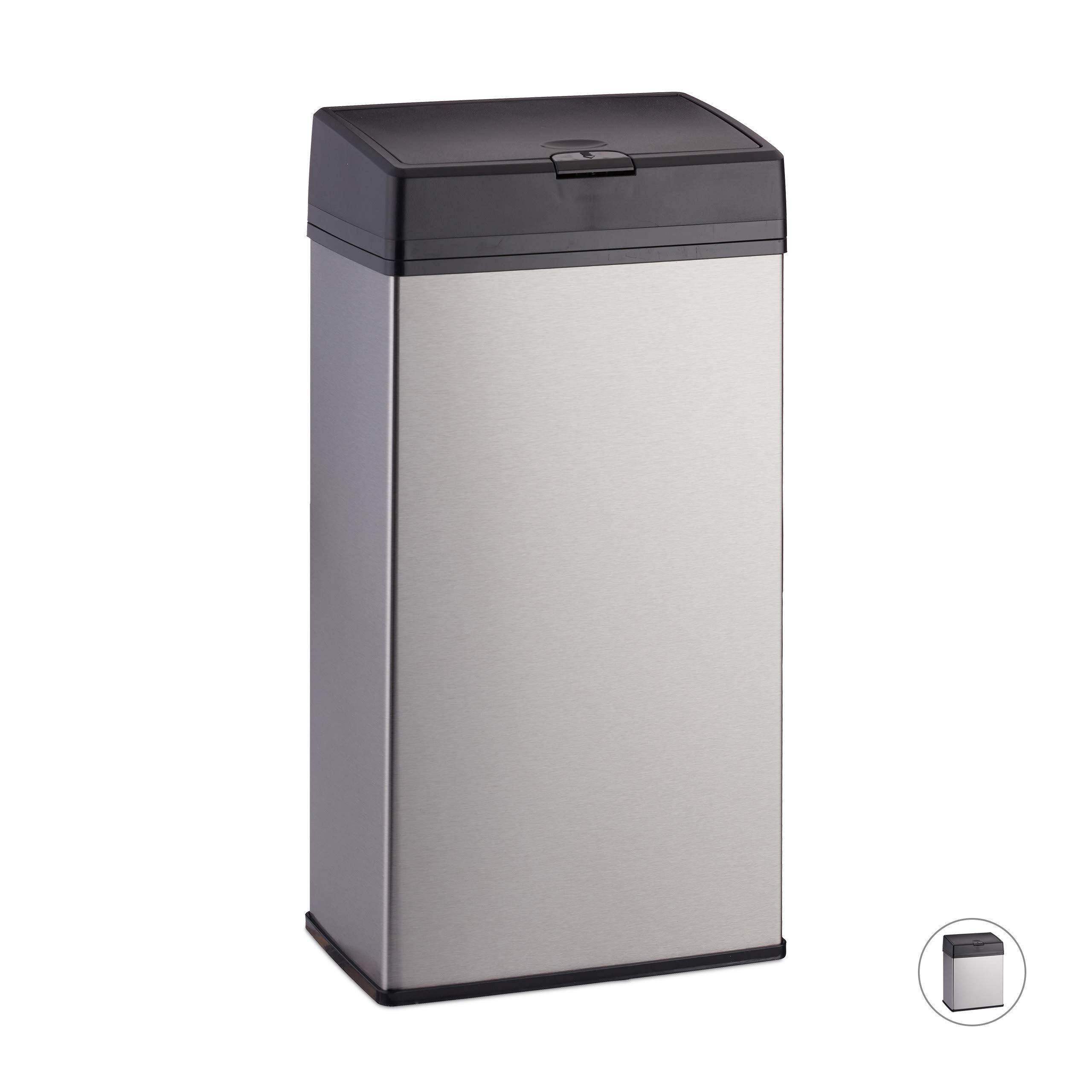 relaxdays-kosmetikeimer-edelstahl-6-liter-m-lleimer-push-funktion-silber-rechtec image 1