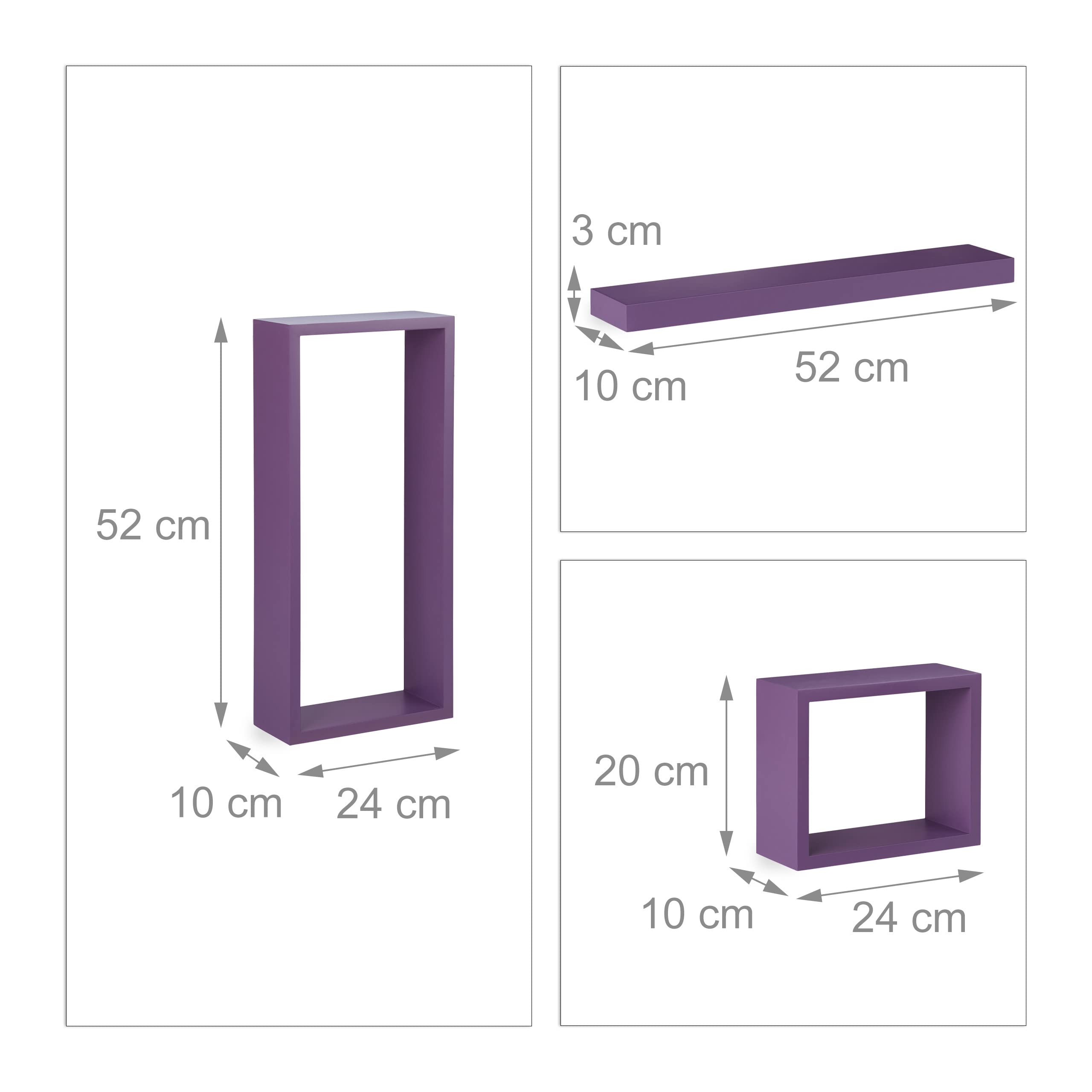 relaxdays-wandregal-4er-set-cube-regalw-rfel-und-wandbrett-mdf-violett-bis-8-kg image 3